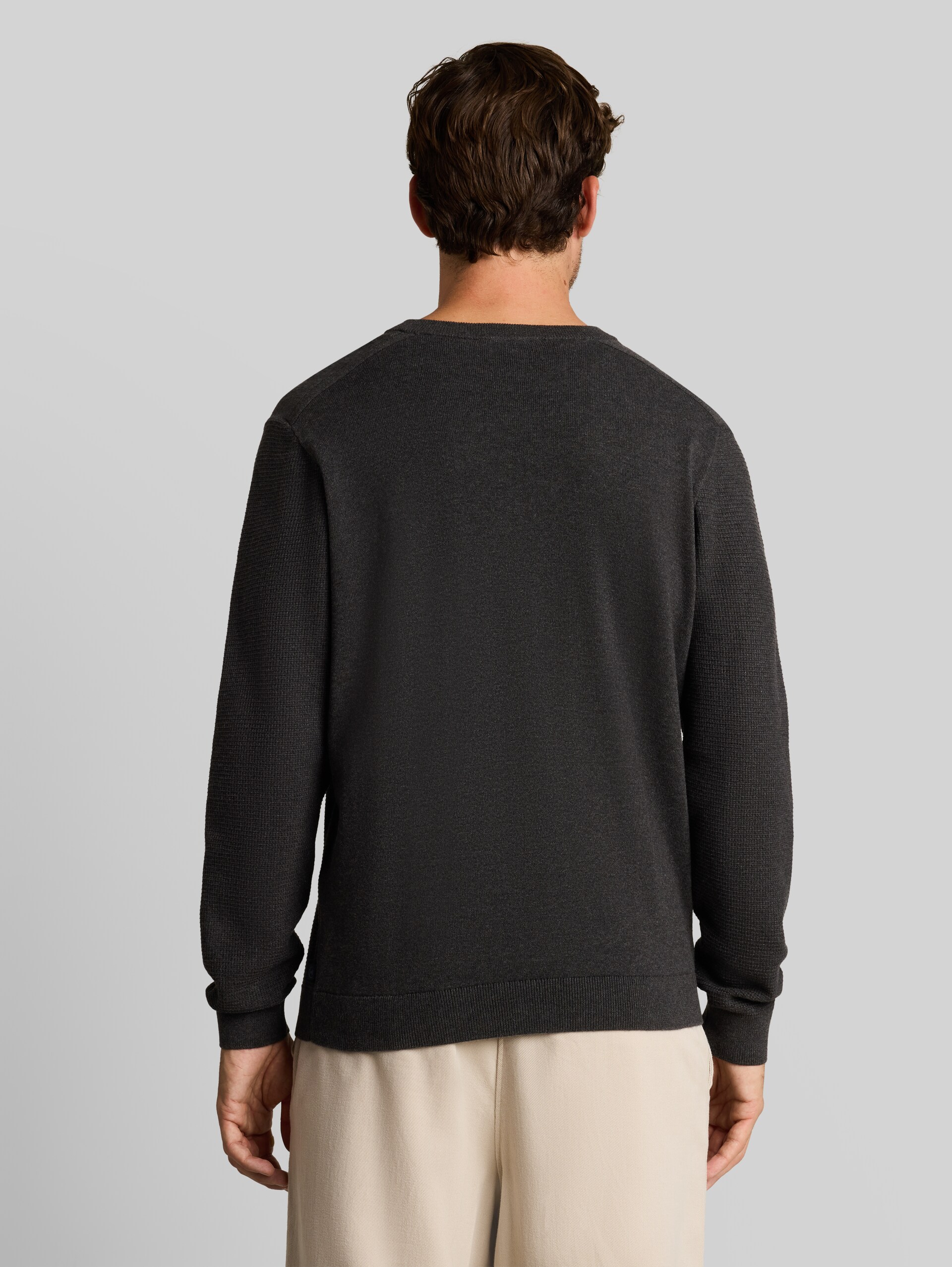 Strickpullover aus Baumwolle - Black Grey Melange