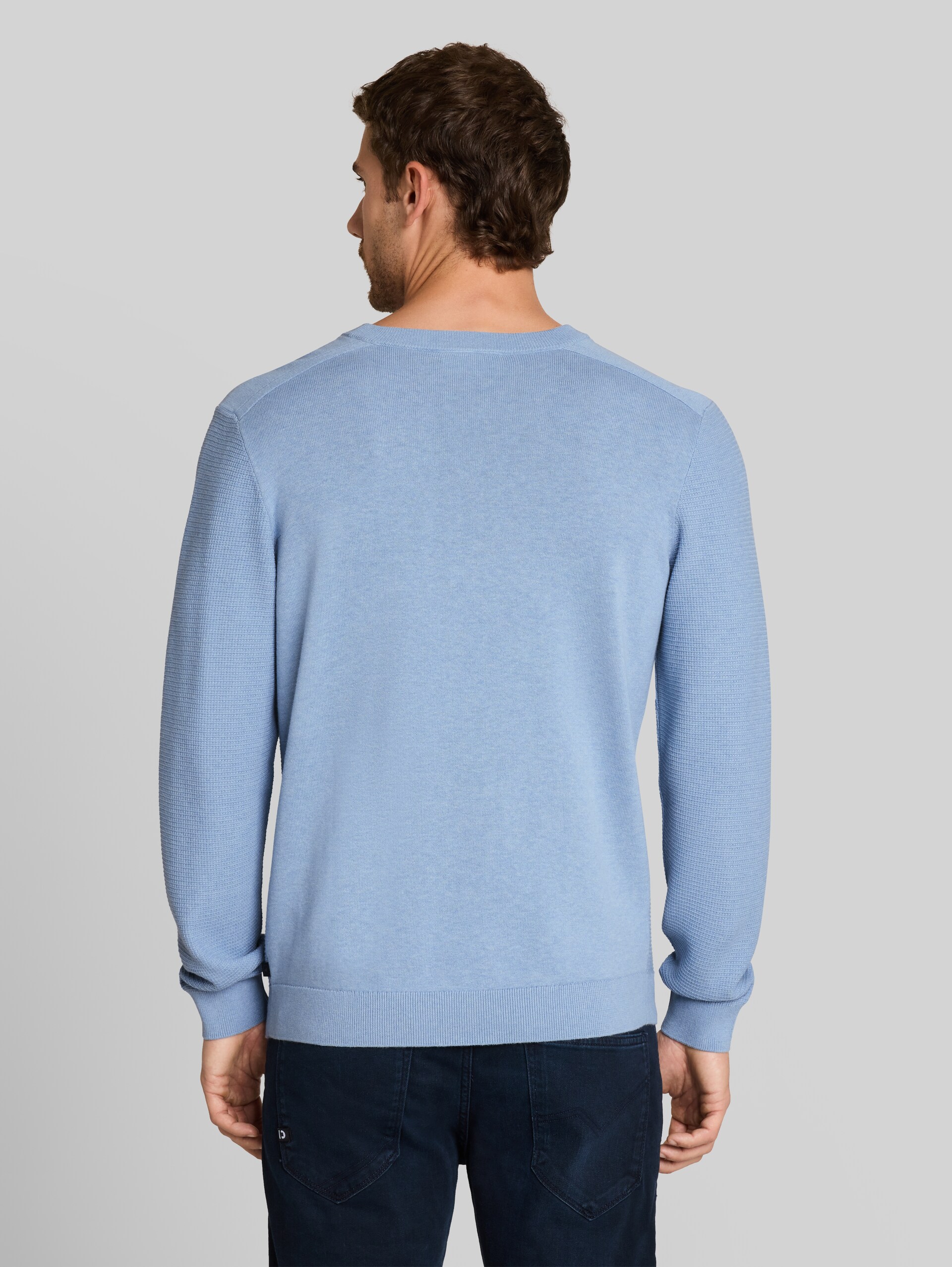 Strickpullover aus Baumwolle - Pale Blue Mélange