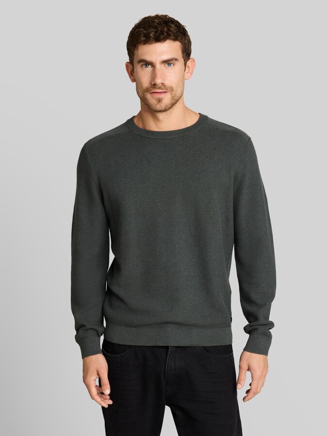 Strickpullover aus Baumwolle von Men, darkest olive melange