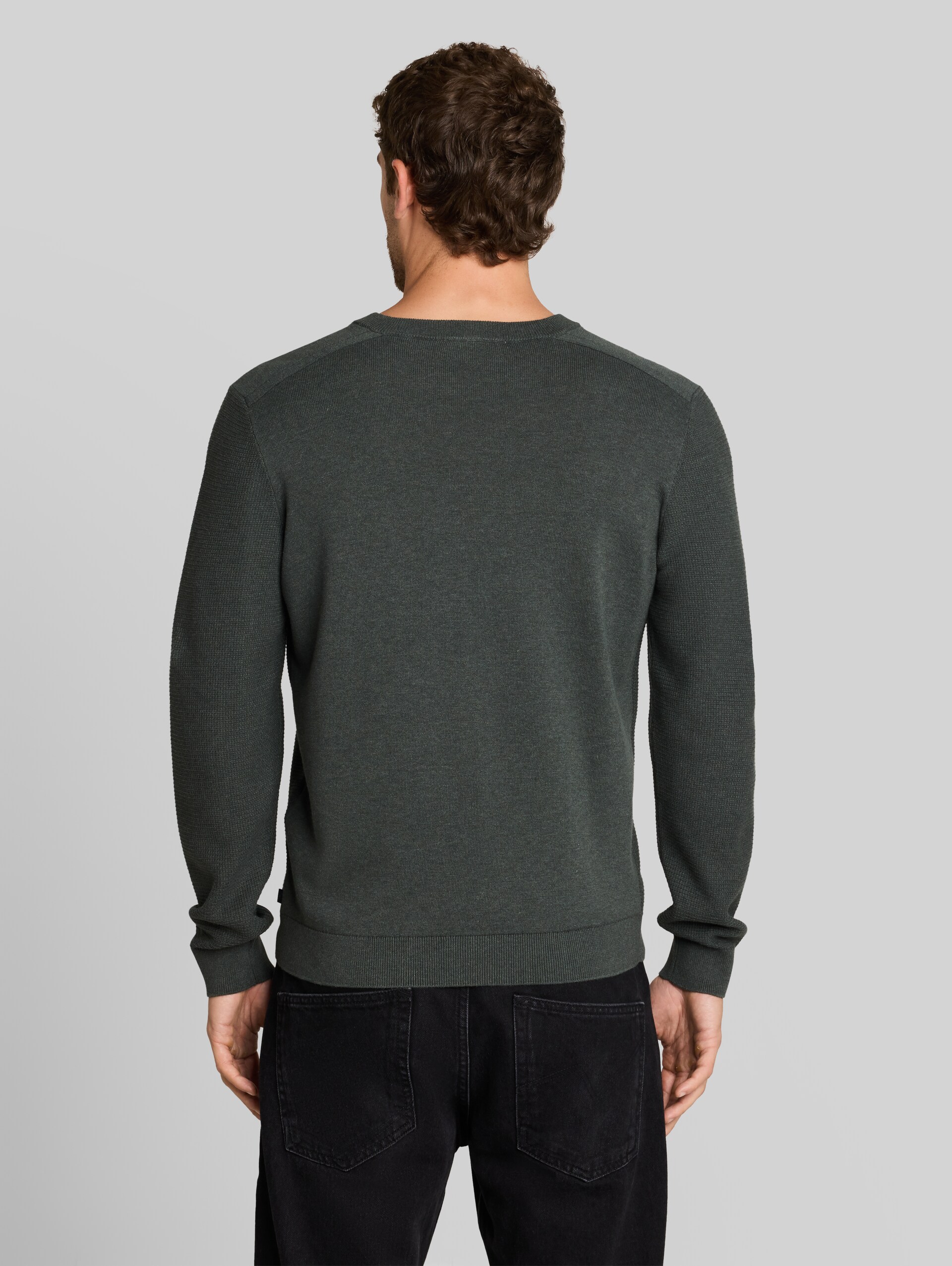 Strickpullover aus Baumwolle - darkest olive melange