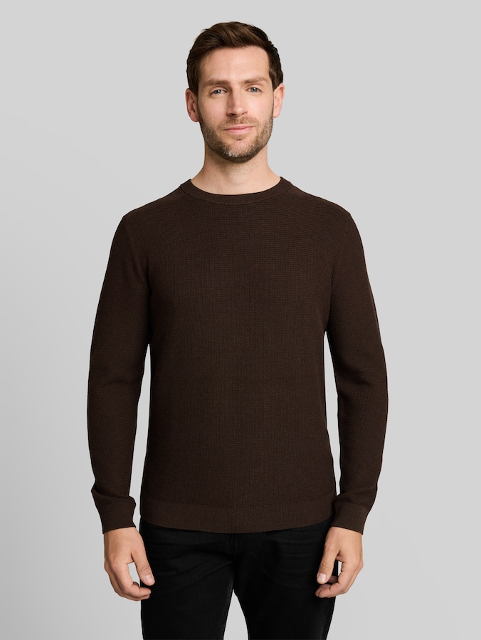 Strickpullover aus Baumwolle von Men, dark chocolate brown melange