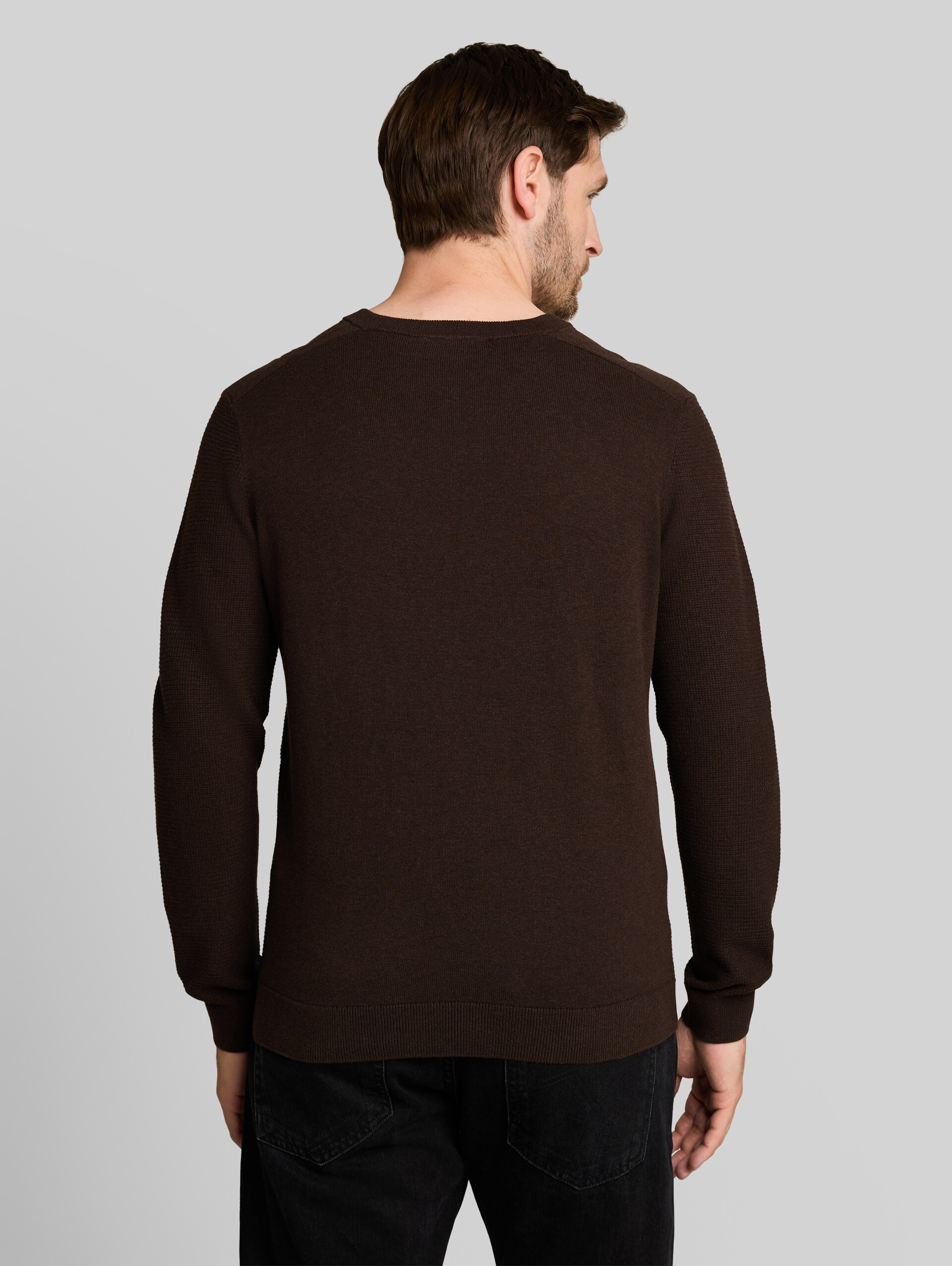 Strickpullover aus Baumwolle - dark chocolate brown melange