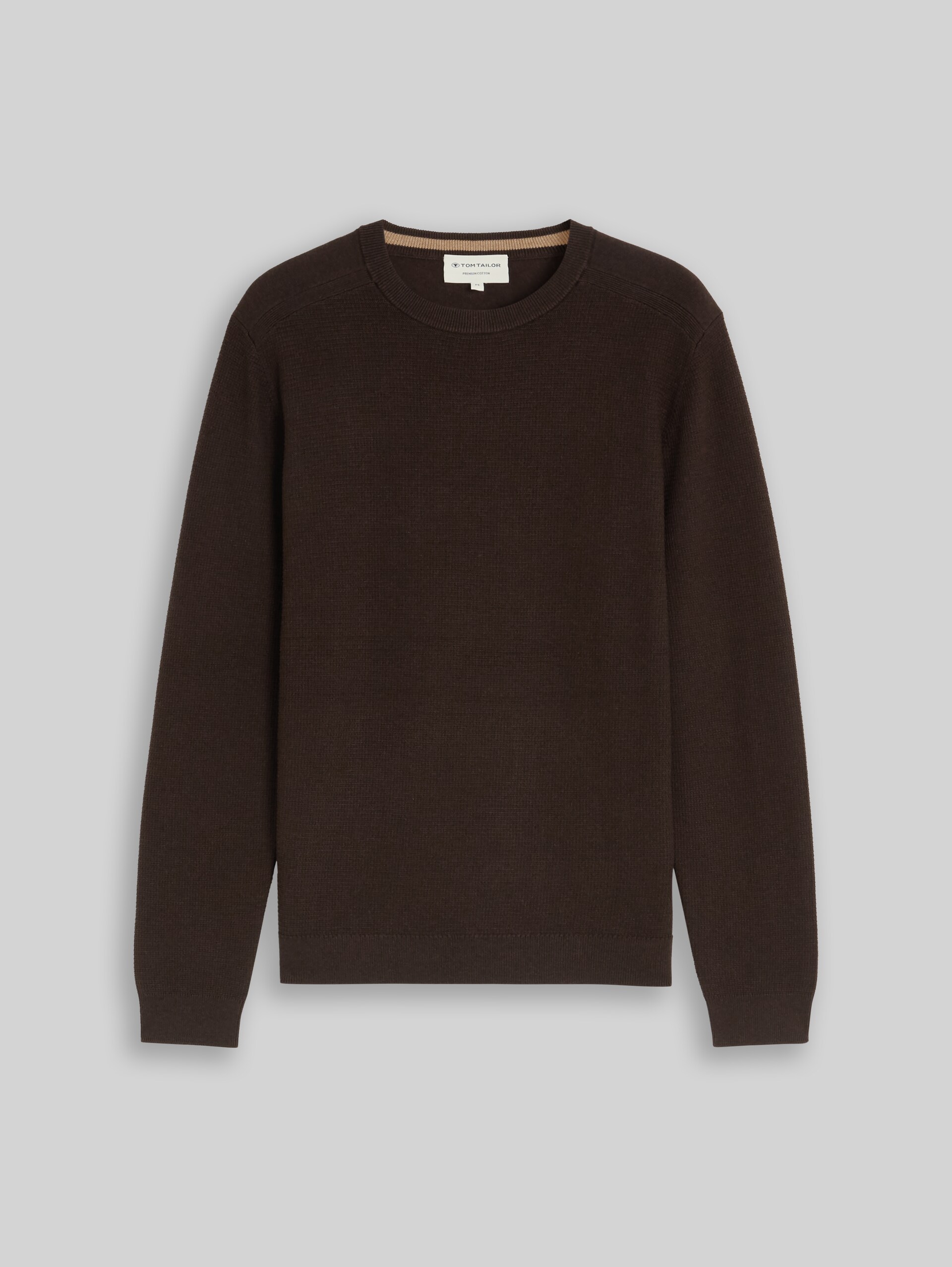 Strickpullover aus Baumwolle - dark chocolate brown melange