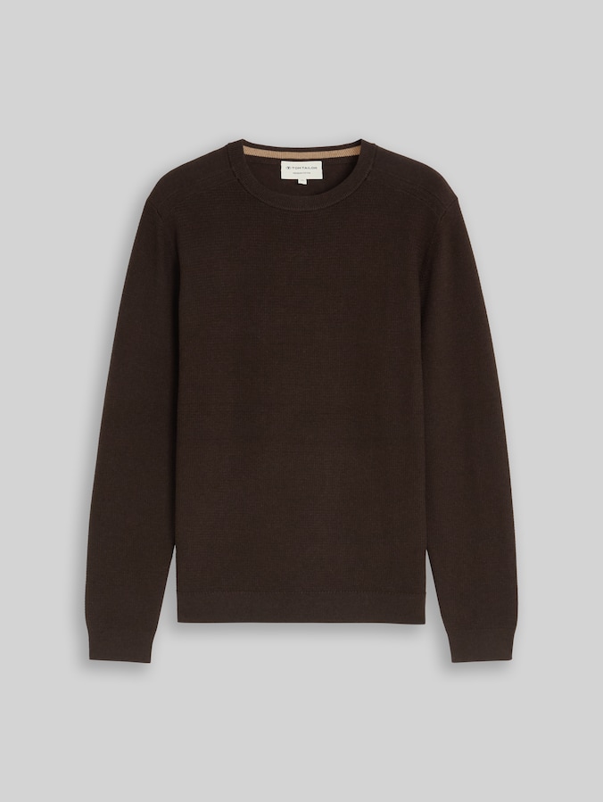 Strickpullover aus Baumwolle von Men, dark chocolate brown melange