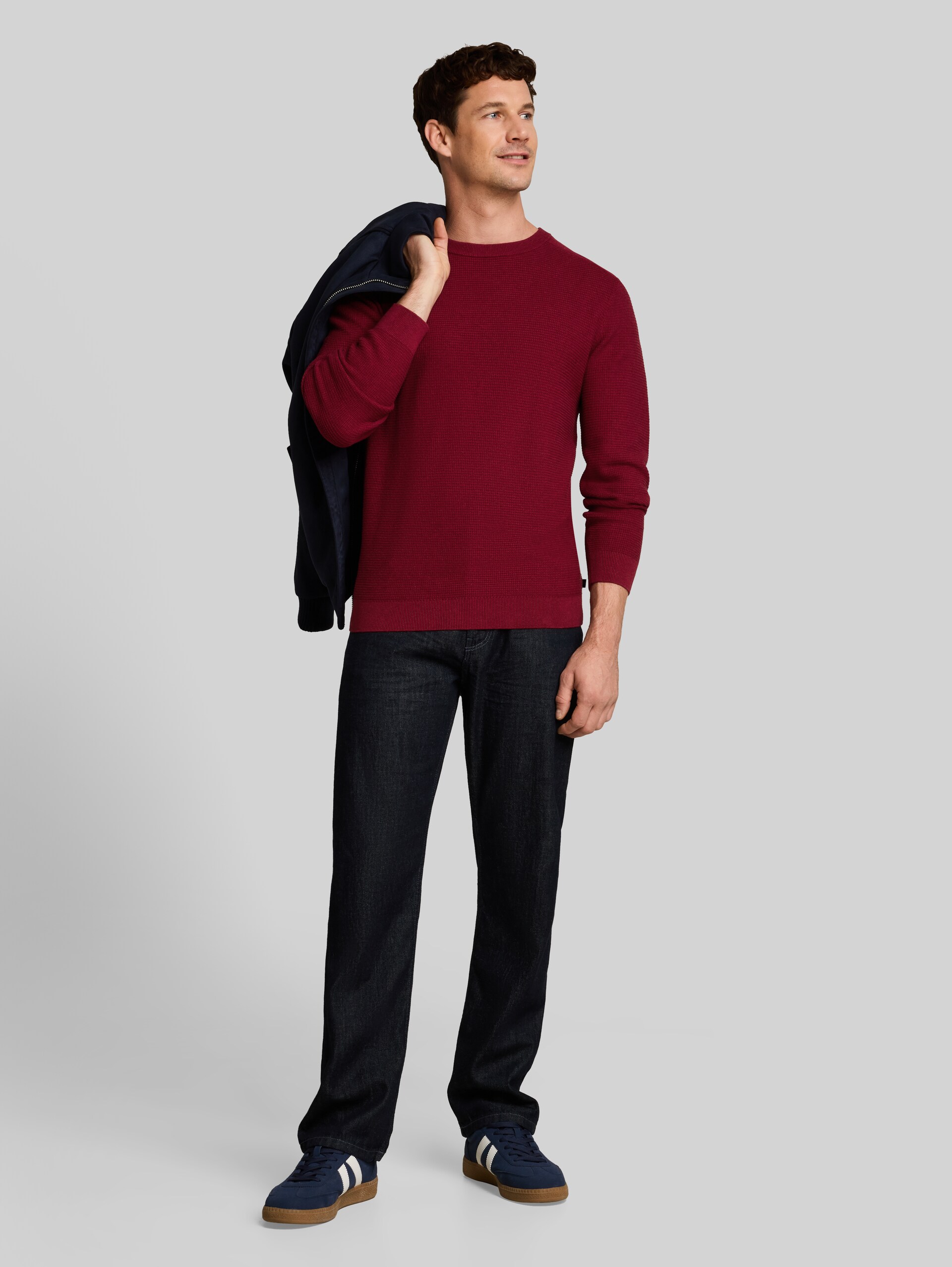 Pull en maille de coton - carlet red melange - Vue de face du modèle