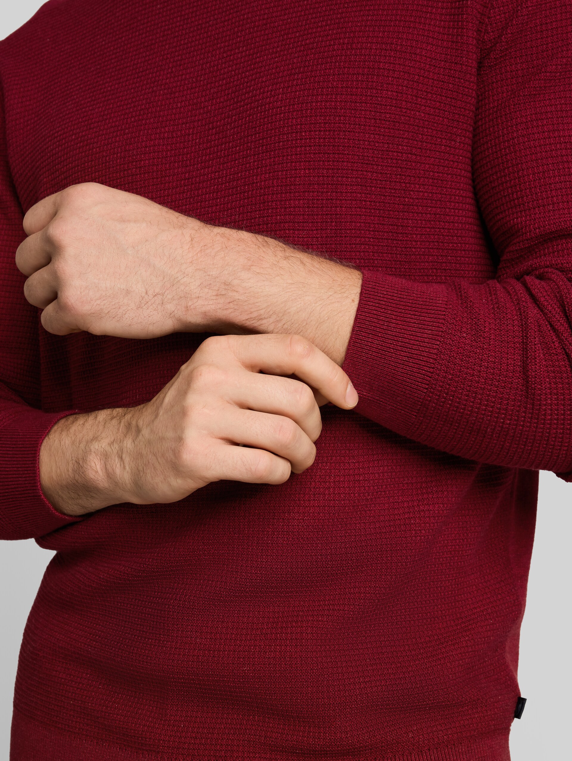 Pull en maille de coton - carlet red melange - Vue détaillée du modèle