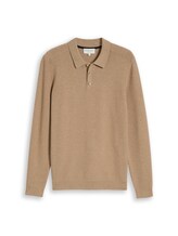 Selected, Knitted jumper with a polo collar by Tom Tailor, brown