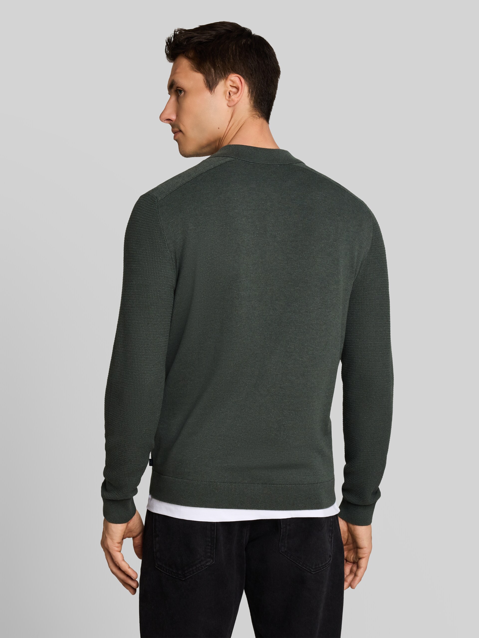 Gebreide trui met polokraag - darkest olive melange