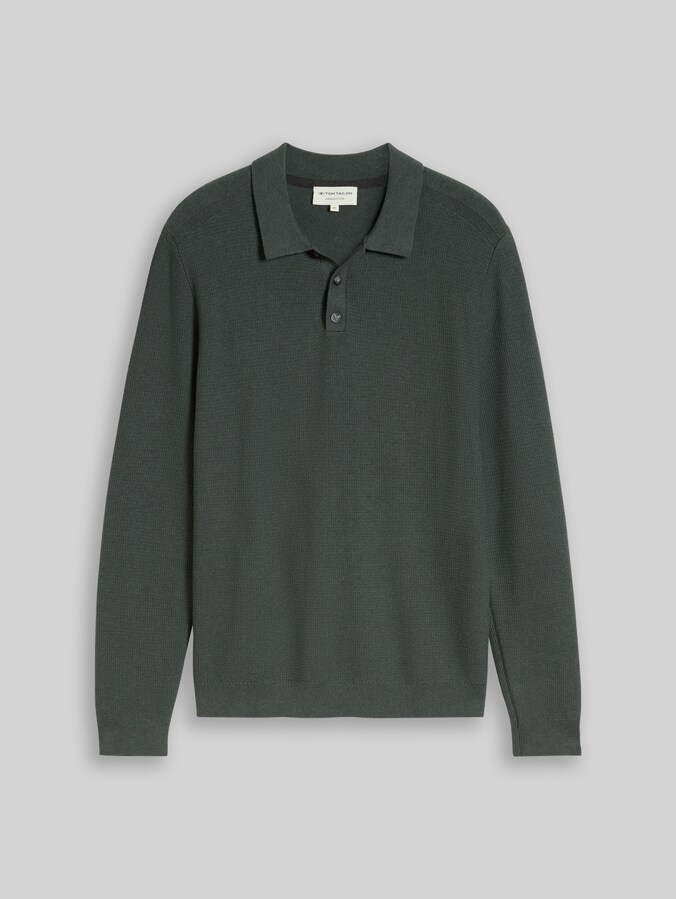Gebreide trui met polokraag door Men, darkest olive melange