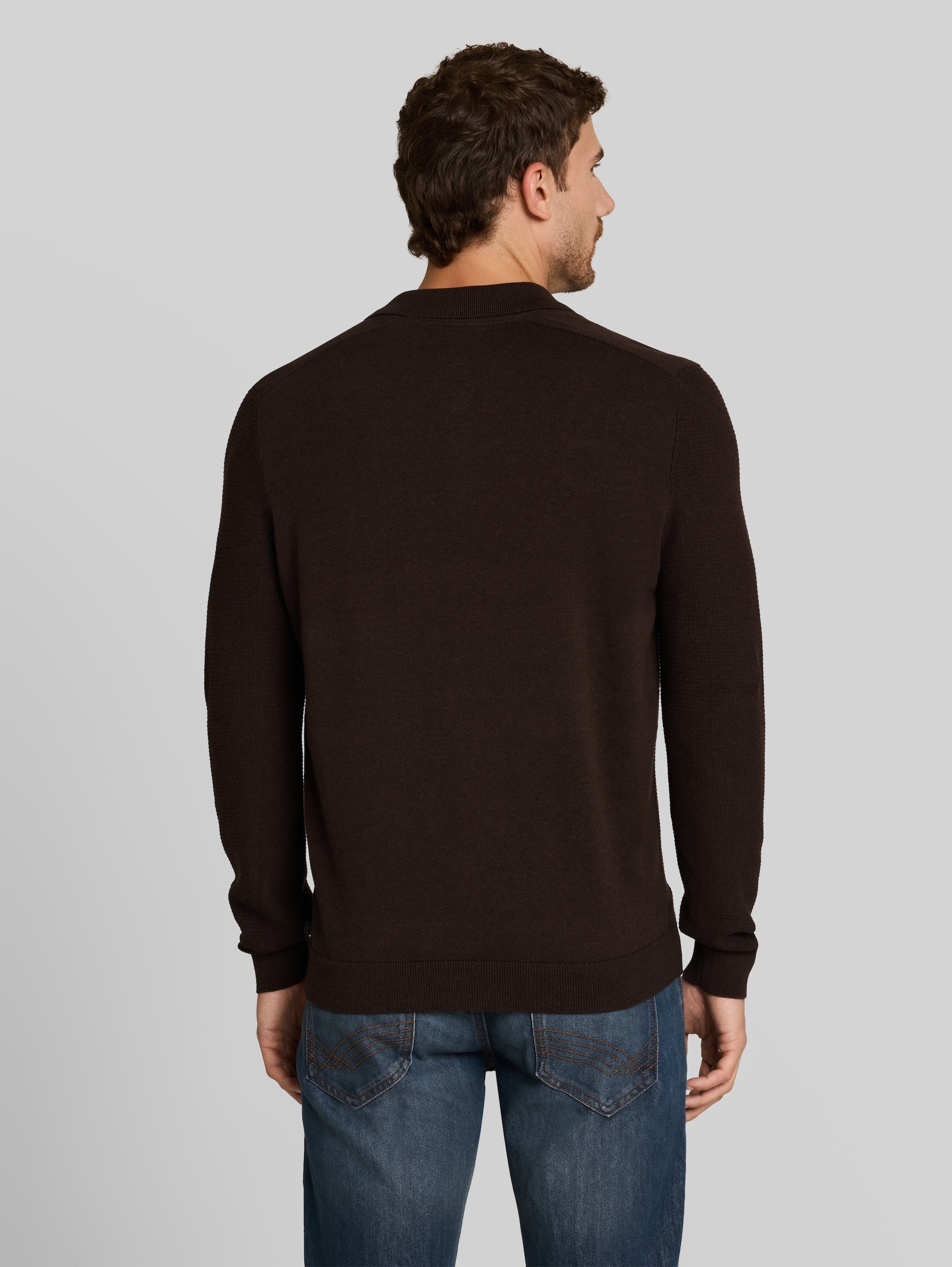 Gebreide trui met polokraag - dark chocolate brown melange