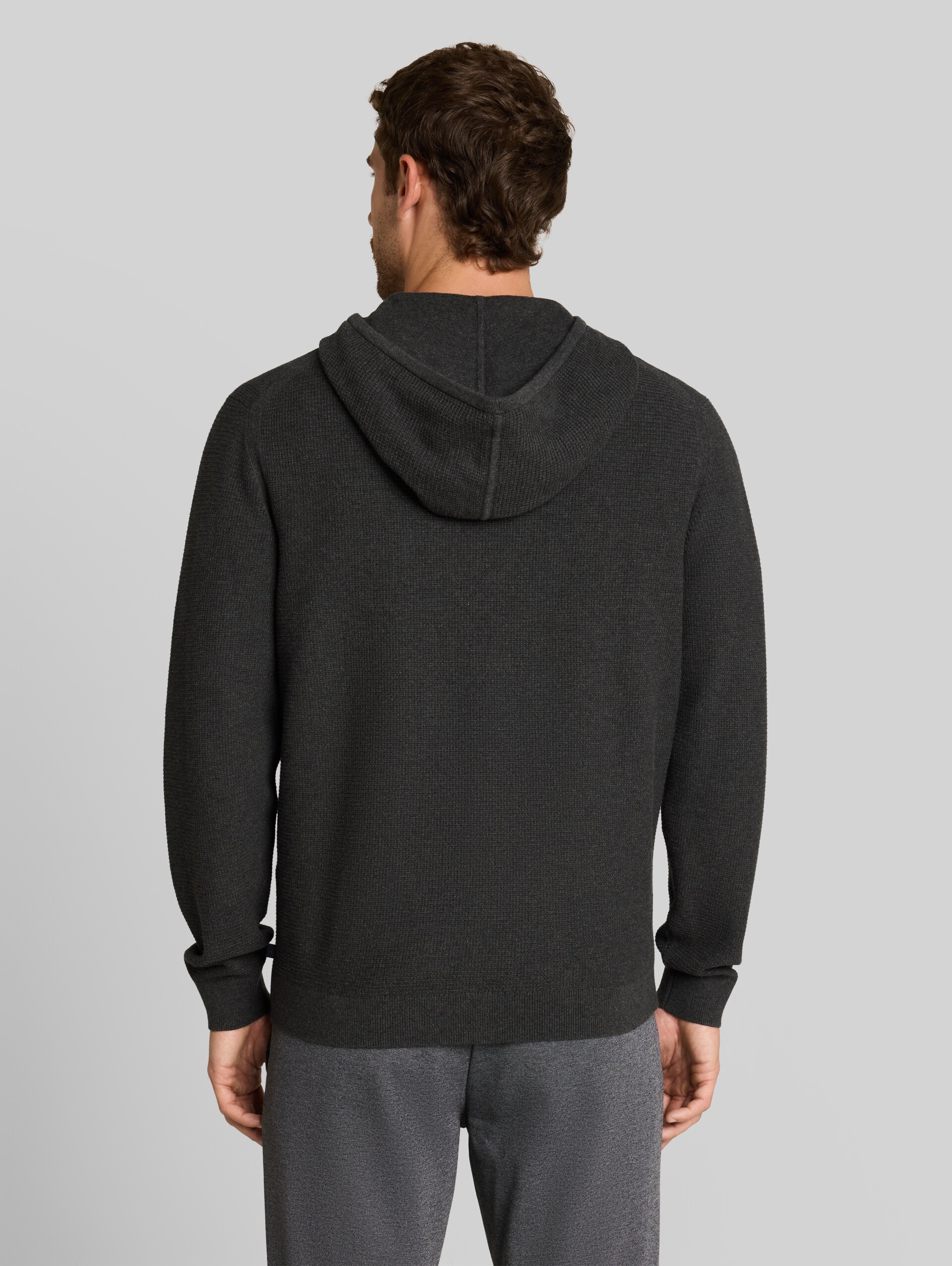 Strickjacke mit Kapuze - Black Grey Melange