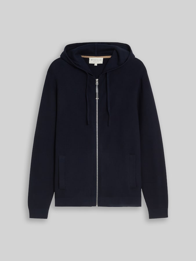 Strickjacke mit Kapuze von Men, sky captain blue