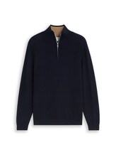 Ausgewählt, Troyer Strickpullover aus Baumwolle von Tom Tailor, blau