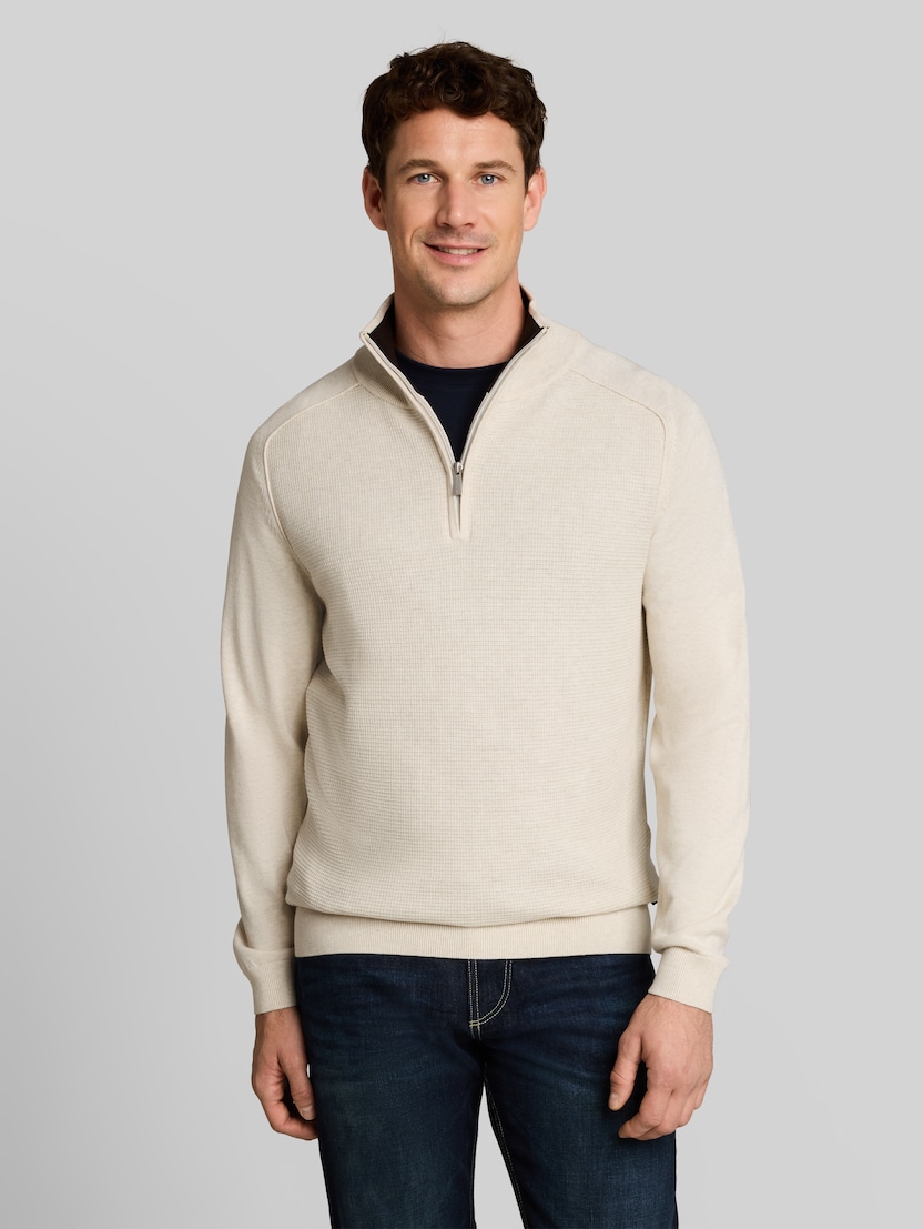Troyer Strickpullover aus Baumwolle von Men, soft buttercream melange