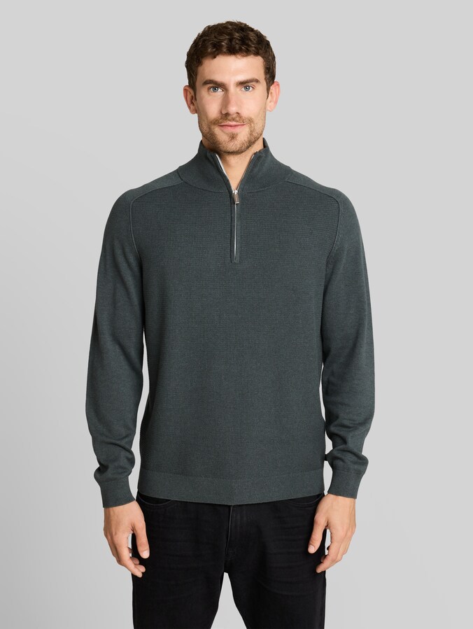 Troyer Strickpullover aus Baumwolle von Men, darkest olive melange