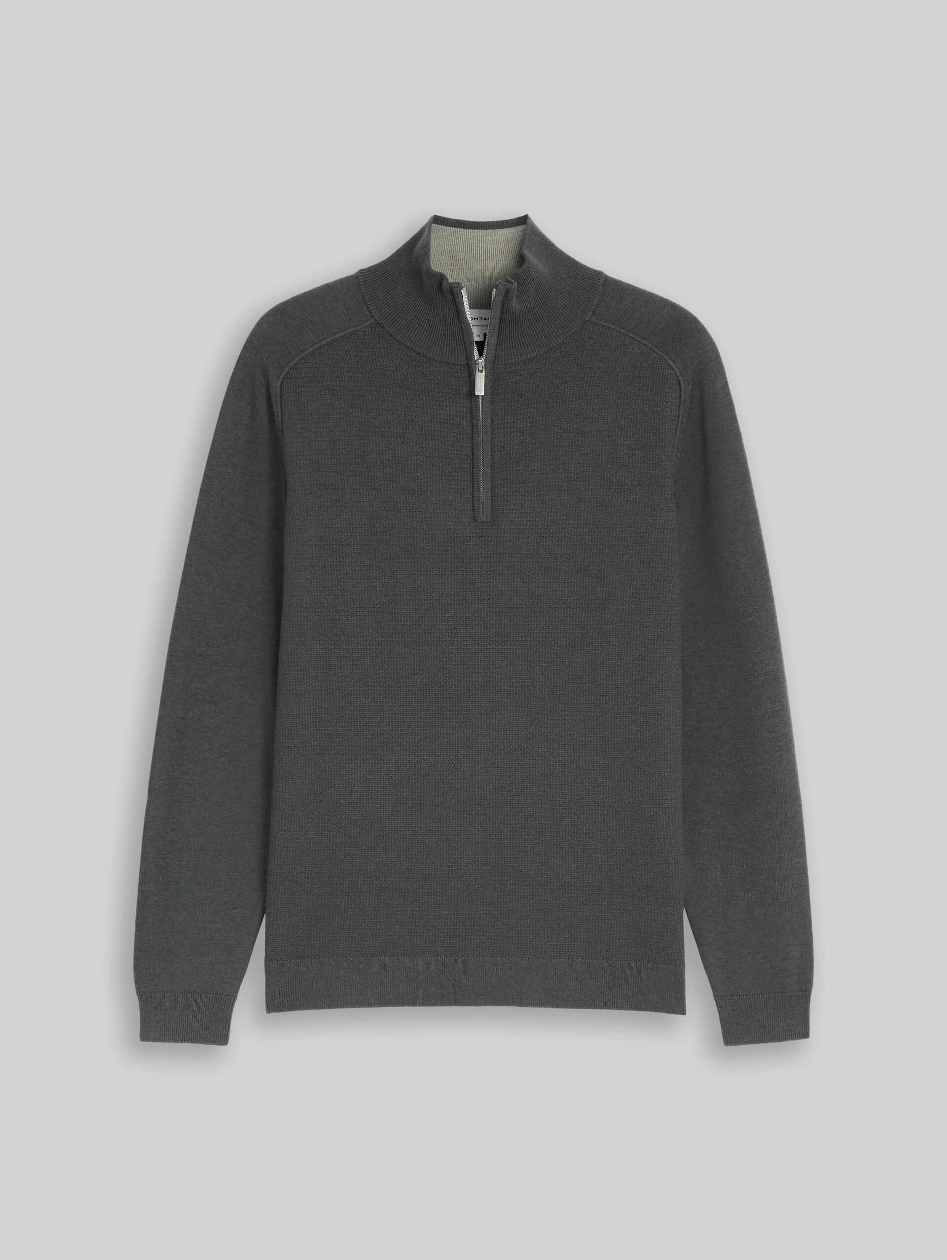 Troyer Strickpullover aus Baumwolle - darkest olive melange