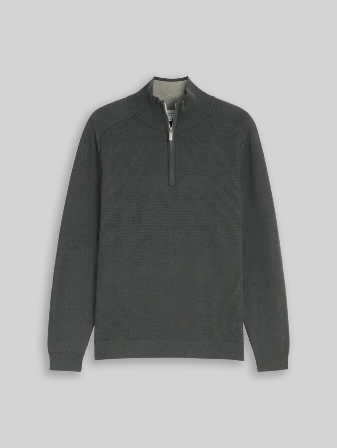 Troyer Strickpullover aus Baumwolle von Men, darkest olive melange