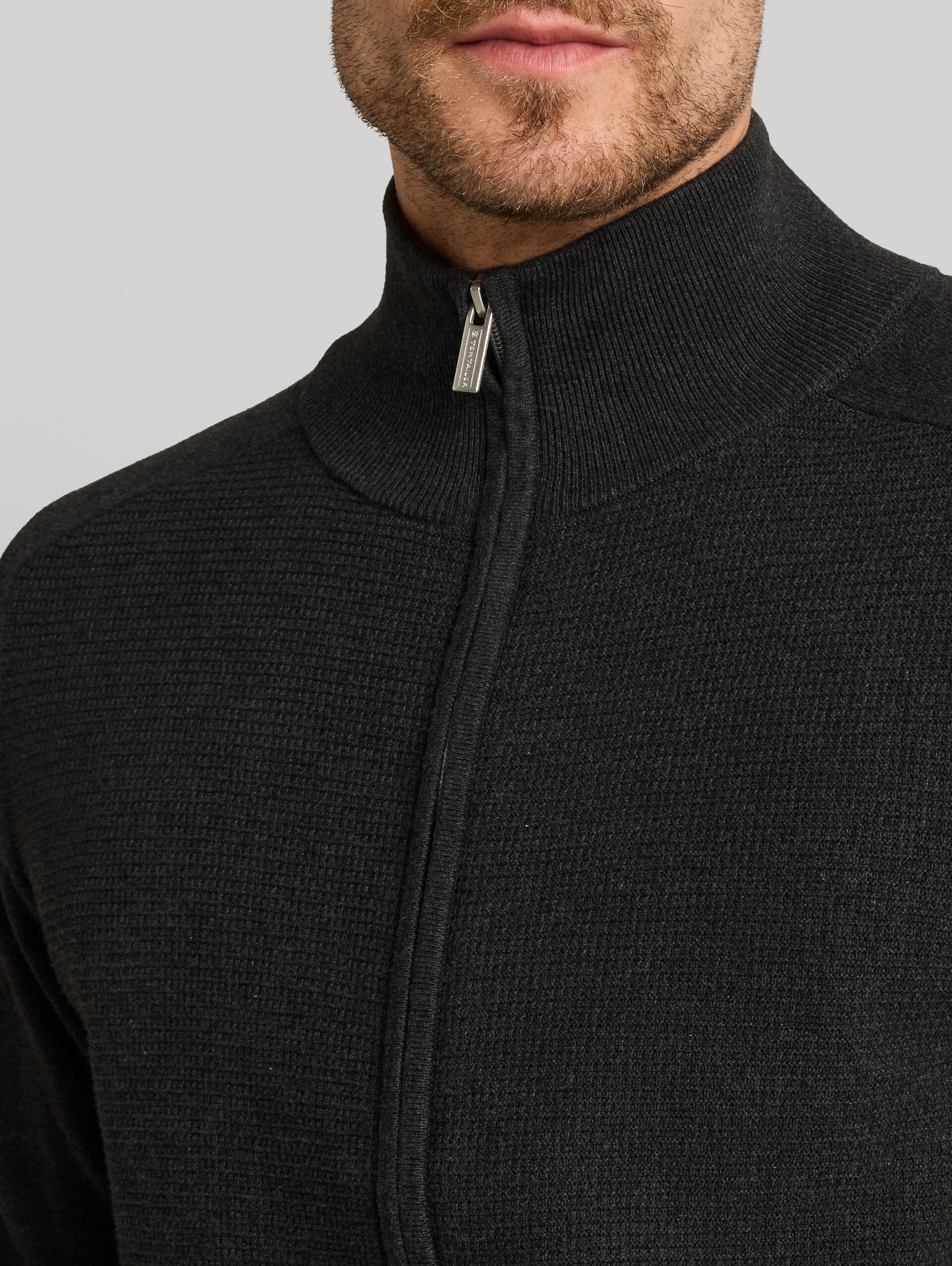 Cardigan en coton - Black Grey Melange - Vue détaillée du modèle