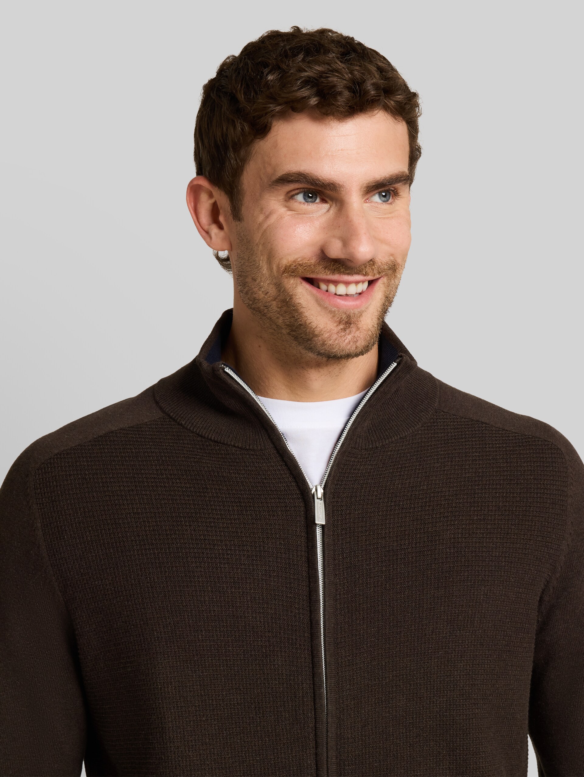 Cardigan en coton - dark chocolate brown melange - Vue détaillée du modèle