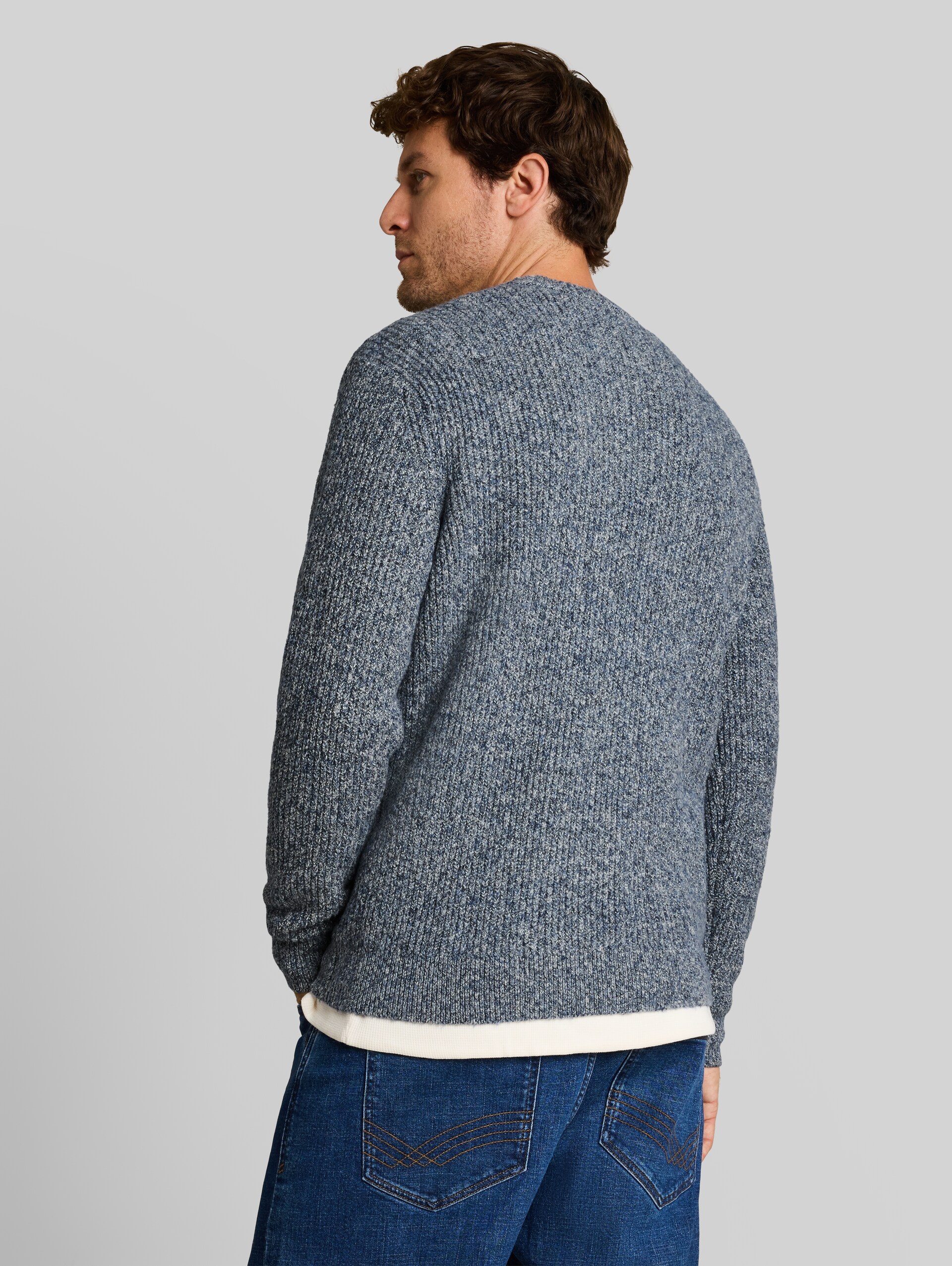 Strickpullover in Melange-Optik - blue white irregular mouline