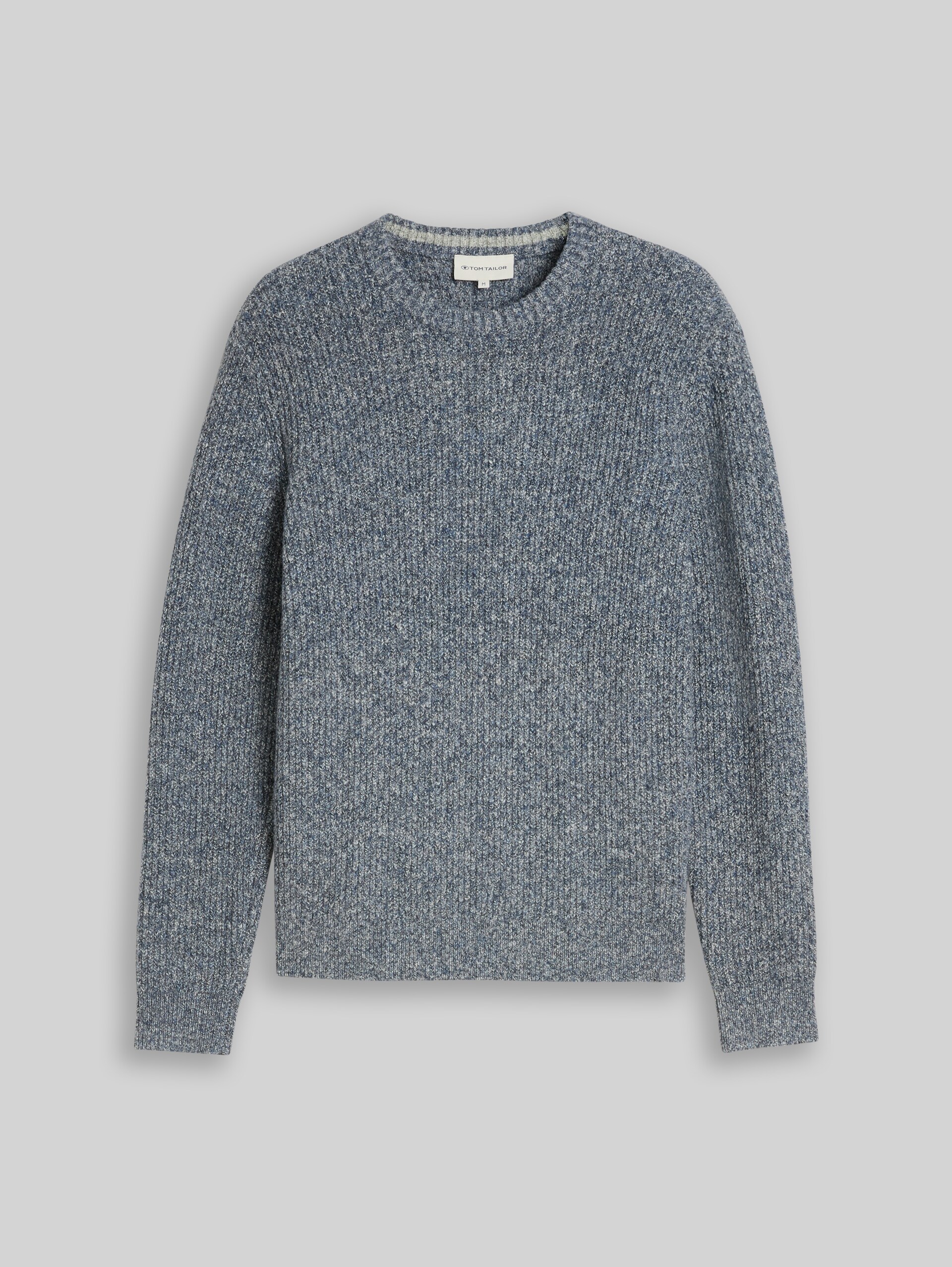 Strickpullover in Melange-Optik - blue white irregular mouline