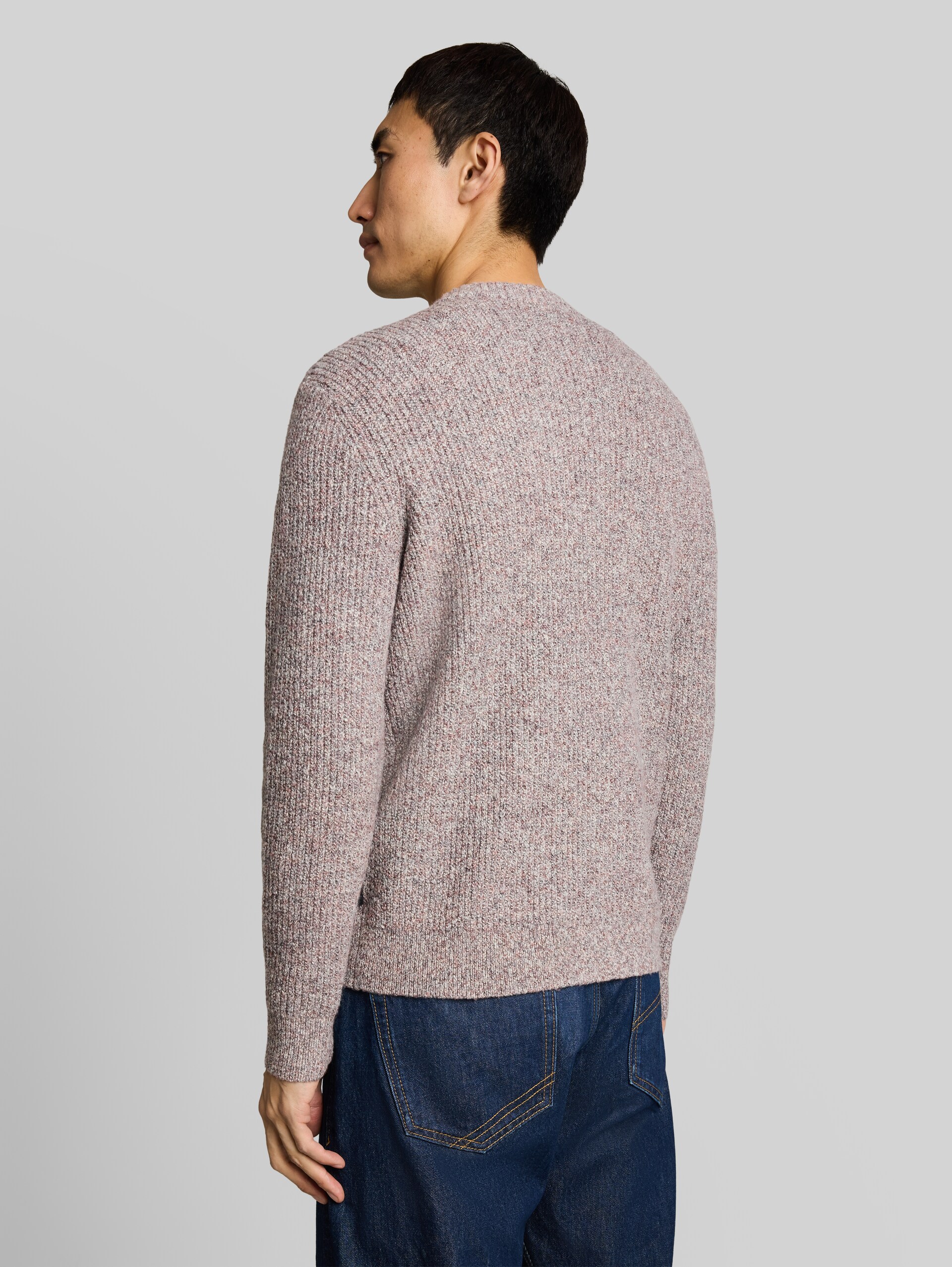 Strickpullover in Melange-Optik - rose white irregular mouline