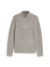 Ausgewählt, Troyer Strickpullover in Melange-Optik von Tom Tailor, beige