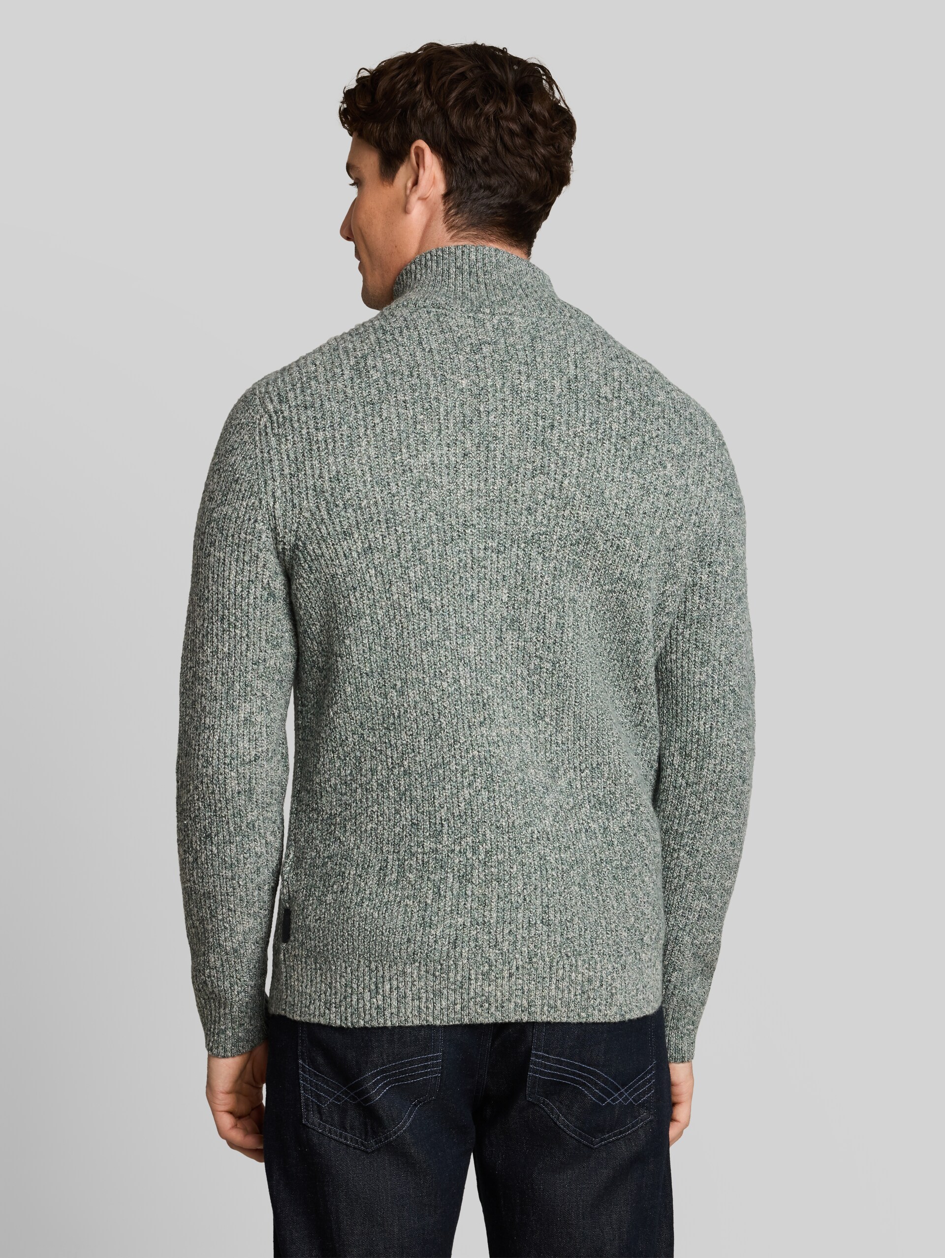 Troyer Strickpullover in Melange-Optik - green white irregular mouline