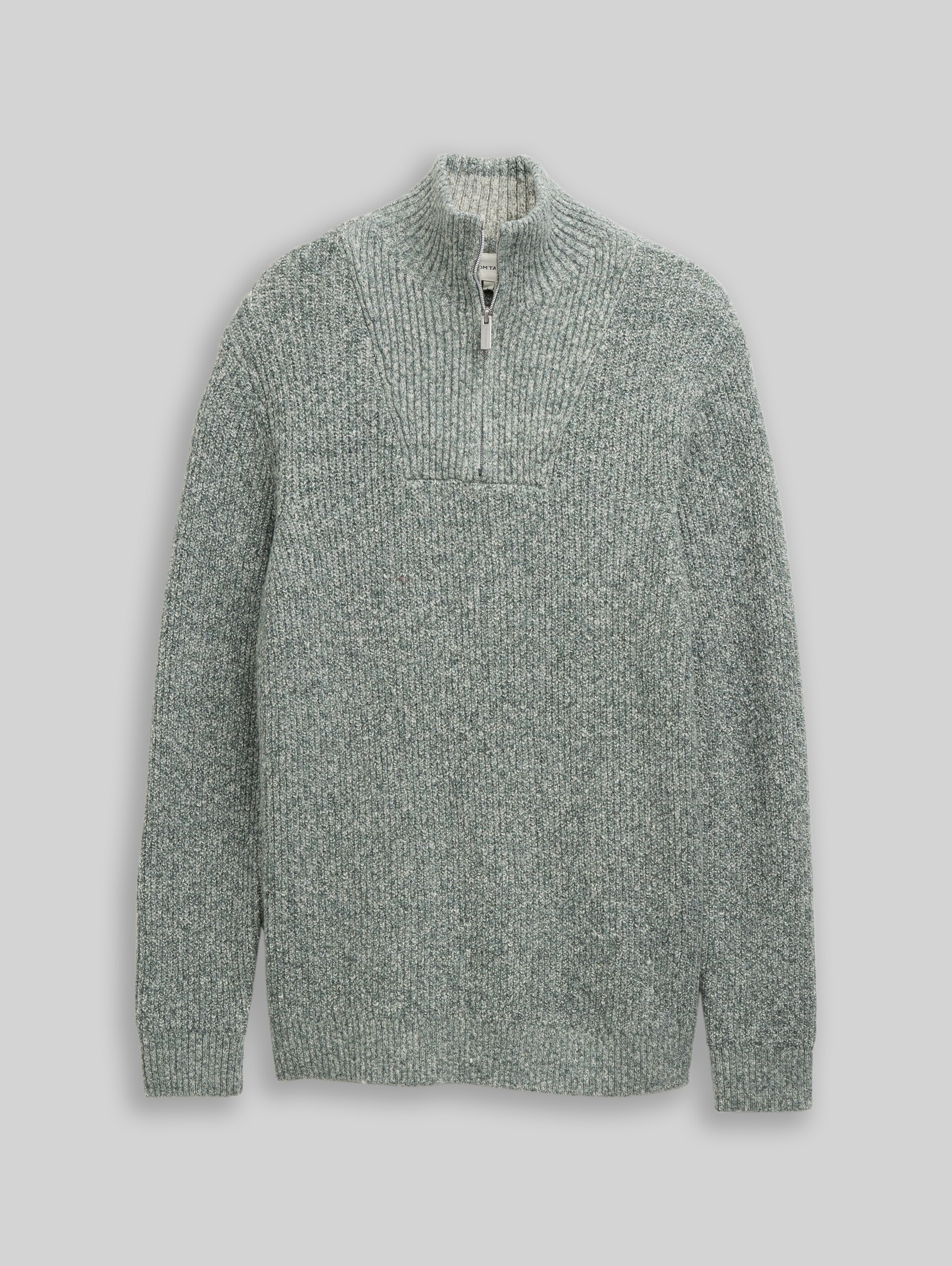 Troyer Strickpullover in Melange-Optik - green white irregular mouline