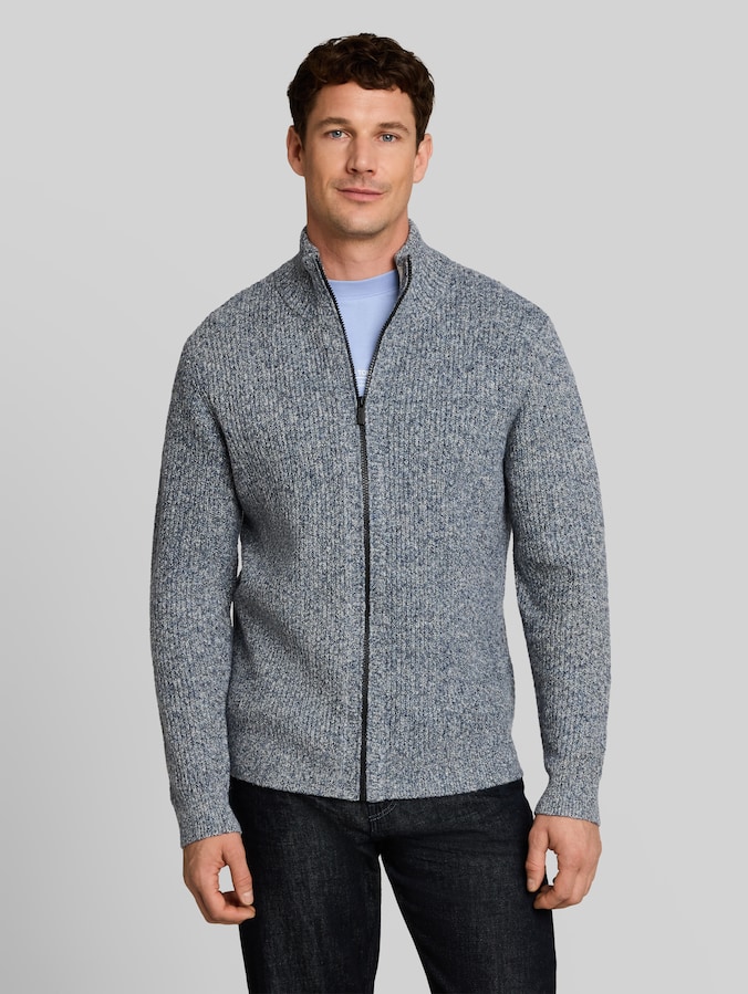 Gebreid vest met gemêleerd effect door Men, blue white irregular mouline