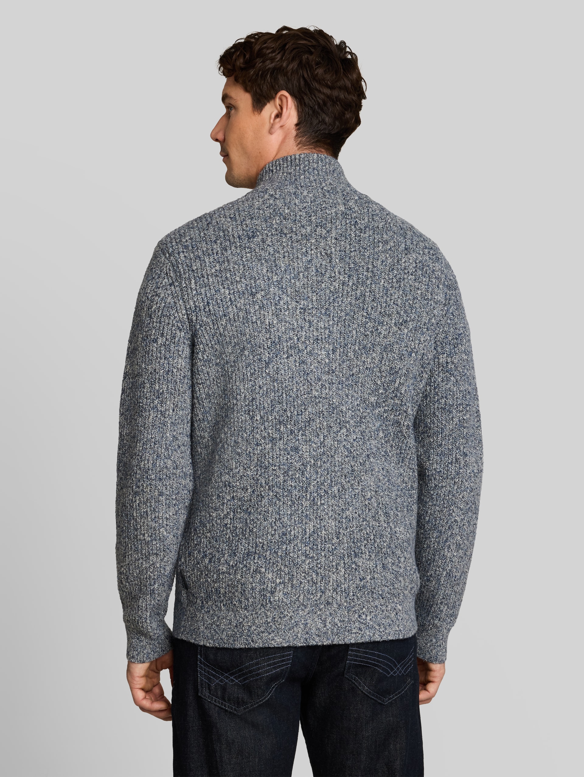 Strickjacke in Melange-Optik - blue white irregular mouline