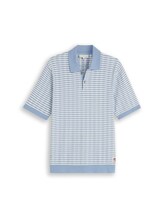 Ausgewählt, Strick-Poloshirt mit Streifenmuster von Tom Tailor, blau