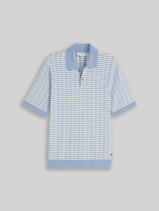 Strick-Poloshirt mit Streifenmuster von Men, light blue white stripe