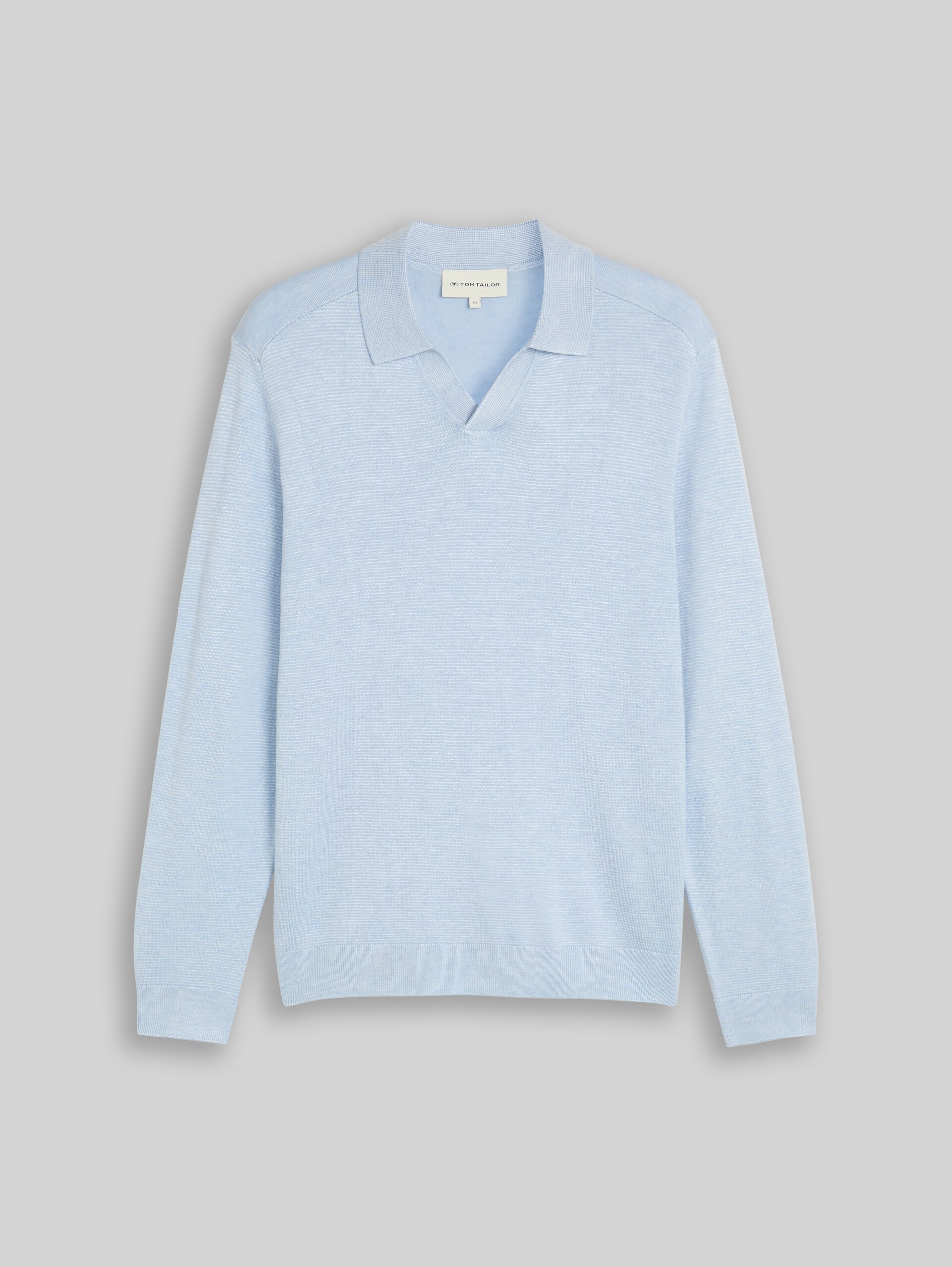 Strickpullover mit Polokragen - Pale Blue Mélange