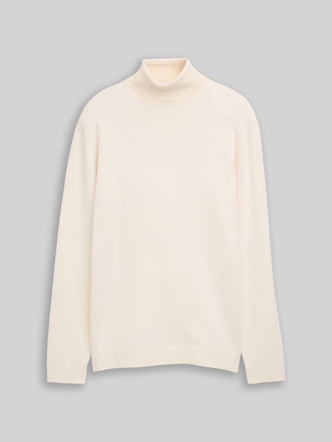 Pull à col roulé en coton par Men, Gardenia White