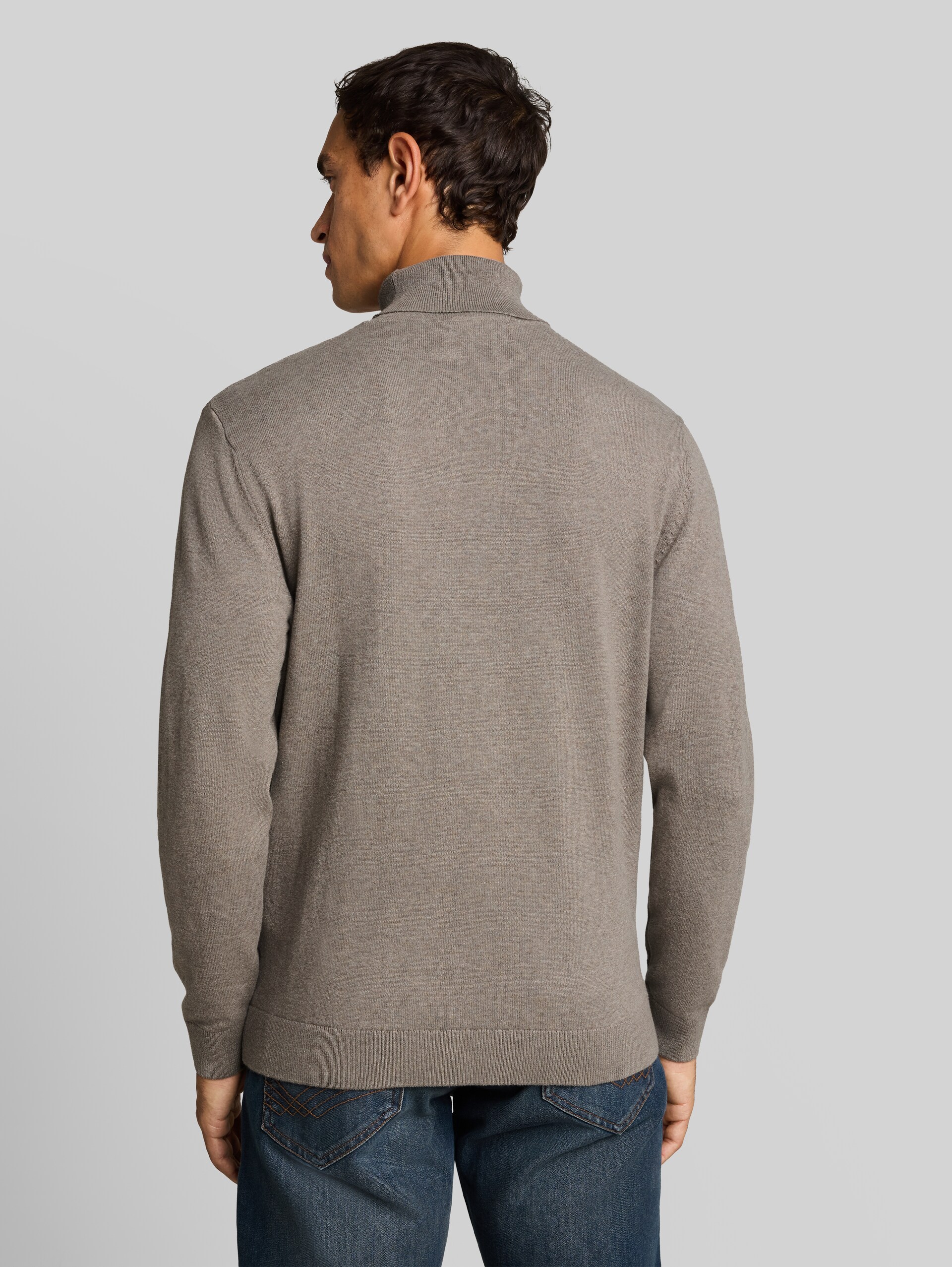 Pull à col roulé en coton - Driftwood Taupe Melangé