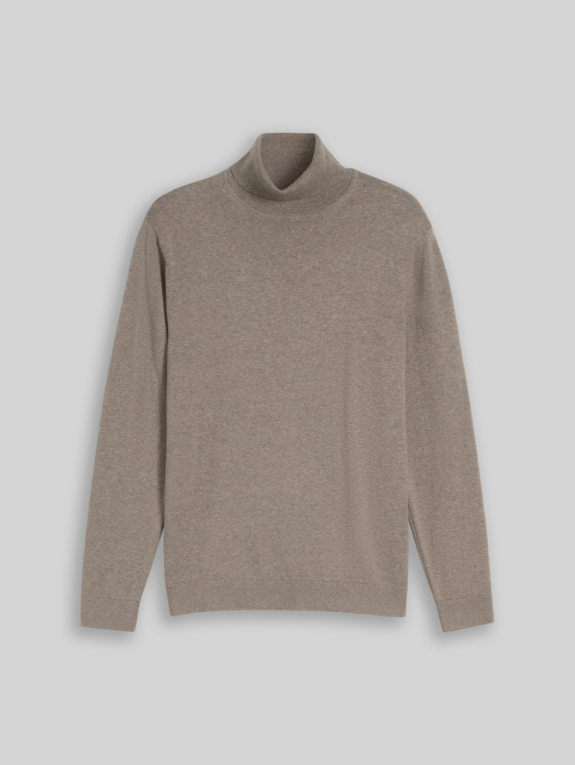 Pull à col roulé en coton - Driftwood Taupe Melangé