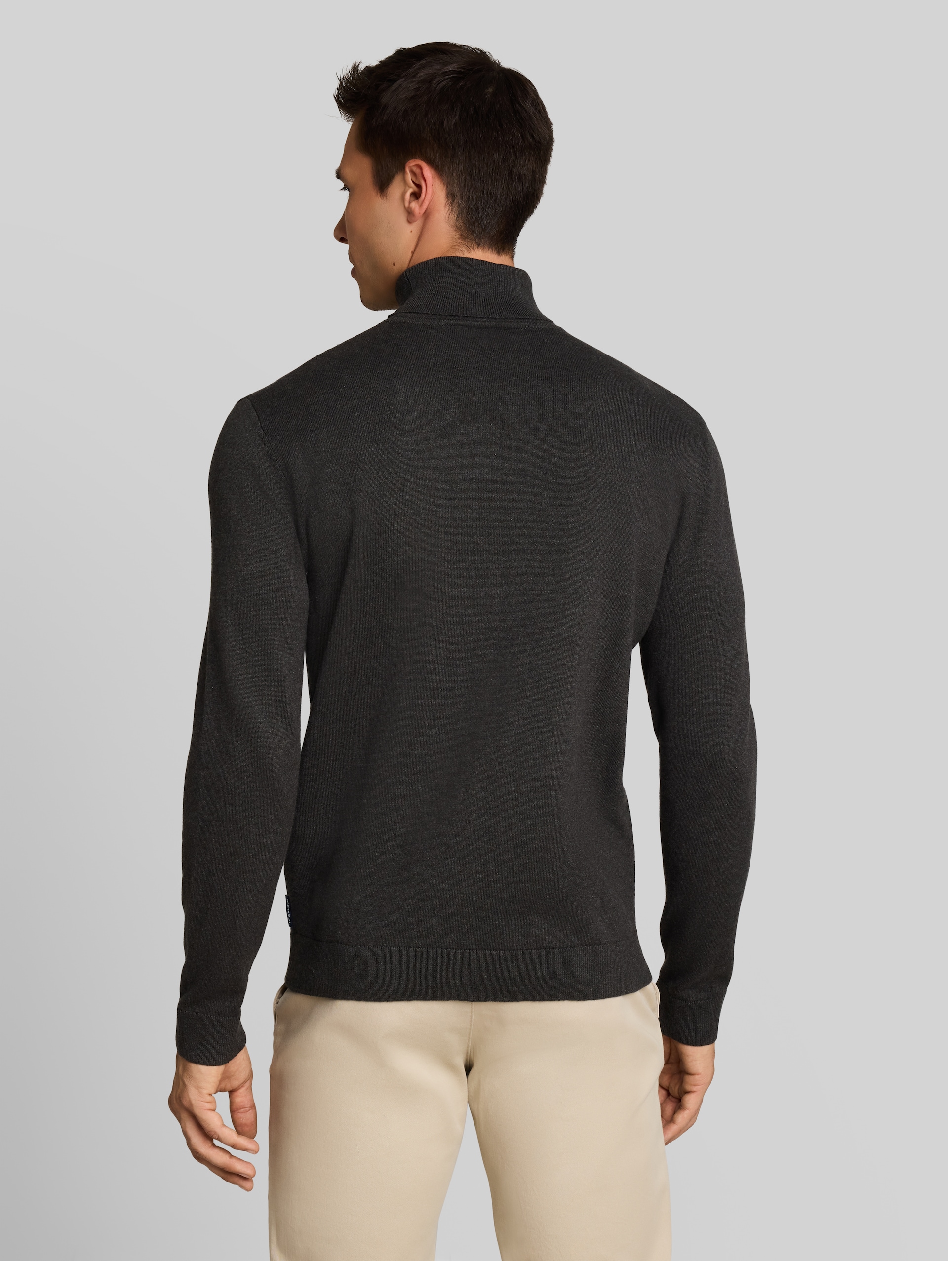 Rollkragenpullover aus Baumwolle - Black Grey Melange