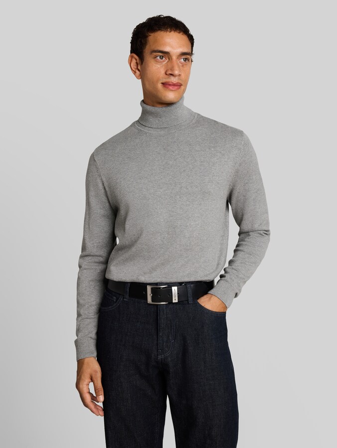 Rollkragenpullover aus Baumwolle von Men, Knit Grey Melange