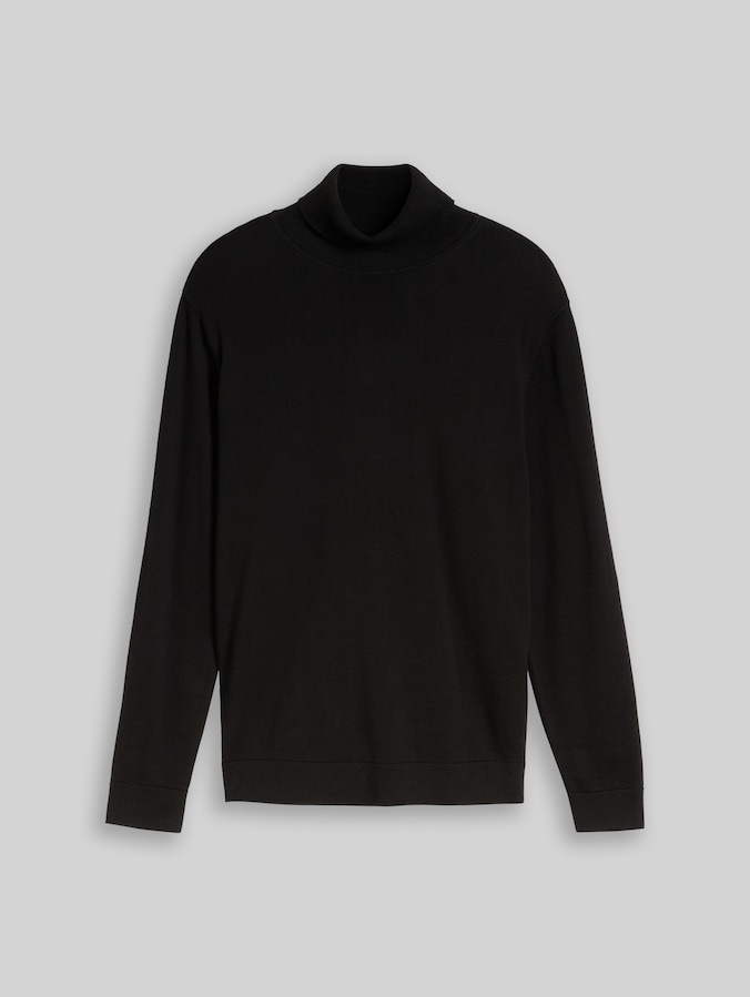 Pull à col roulé en coton par Men, Black