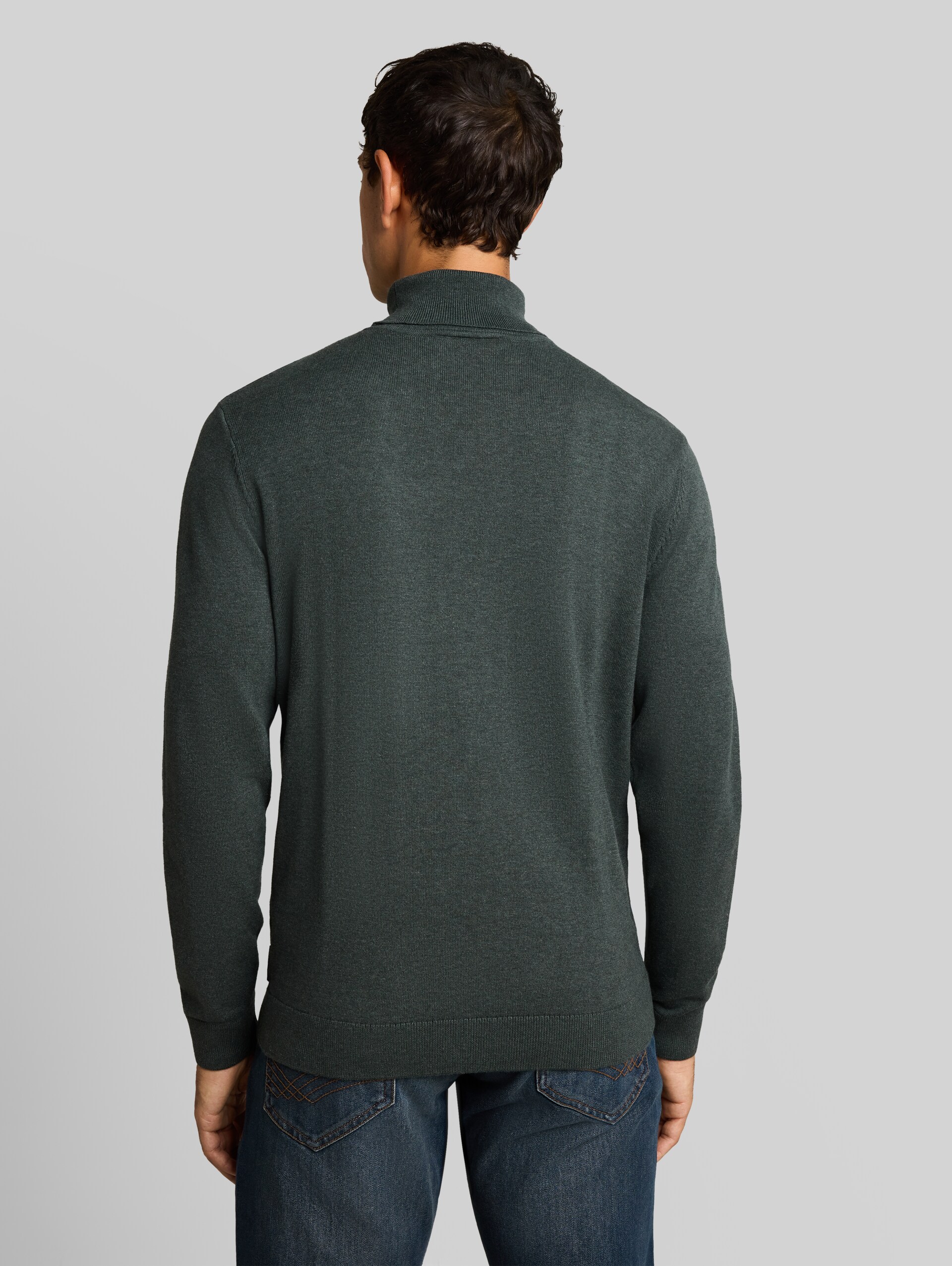 Rollkragenpullover aus Baumwolle - darkest olive melange