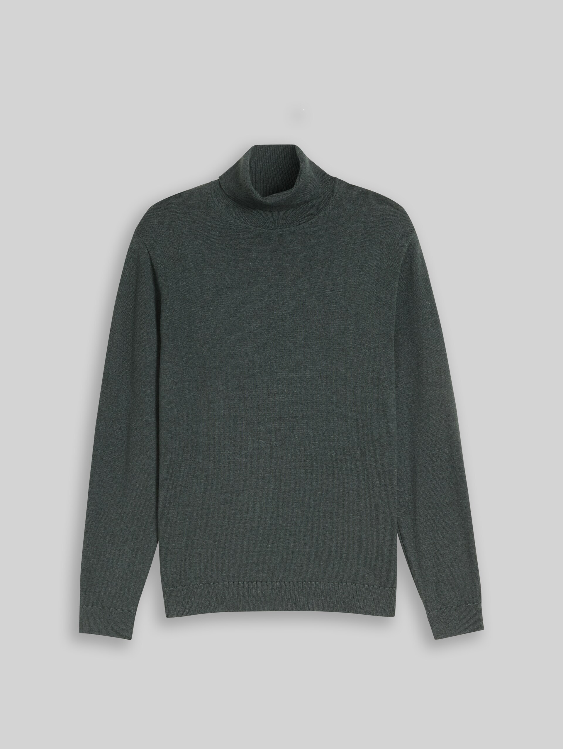 Rollkragenpullover aus Baumwolle - darkest olive melange