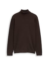 Sélectionné, Pull à col roulé en coton par Tom Tailor, brunir