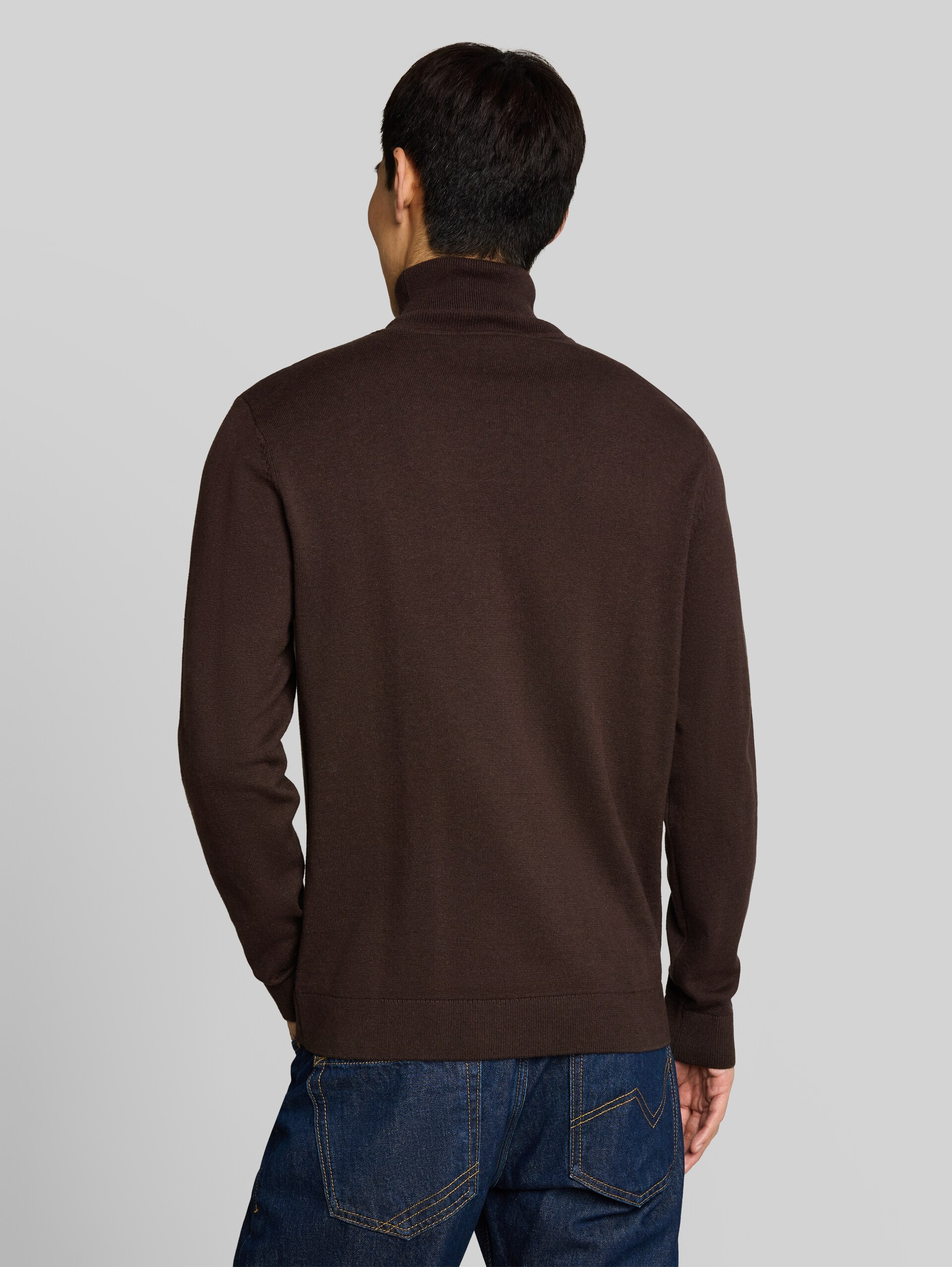 Pull à col roulé en coton - dark chocolate brown melange