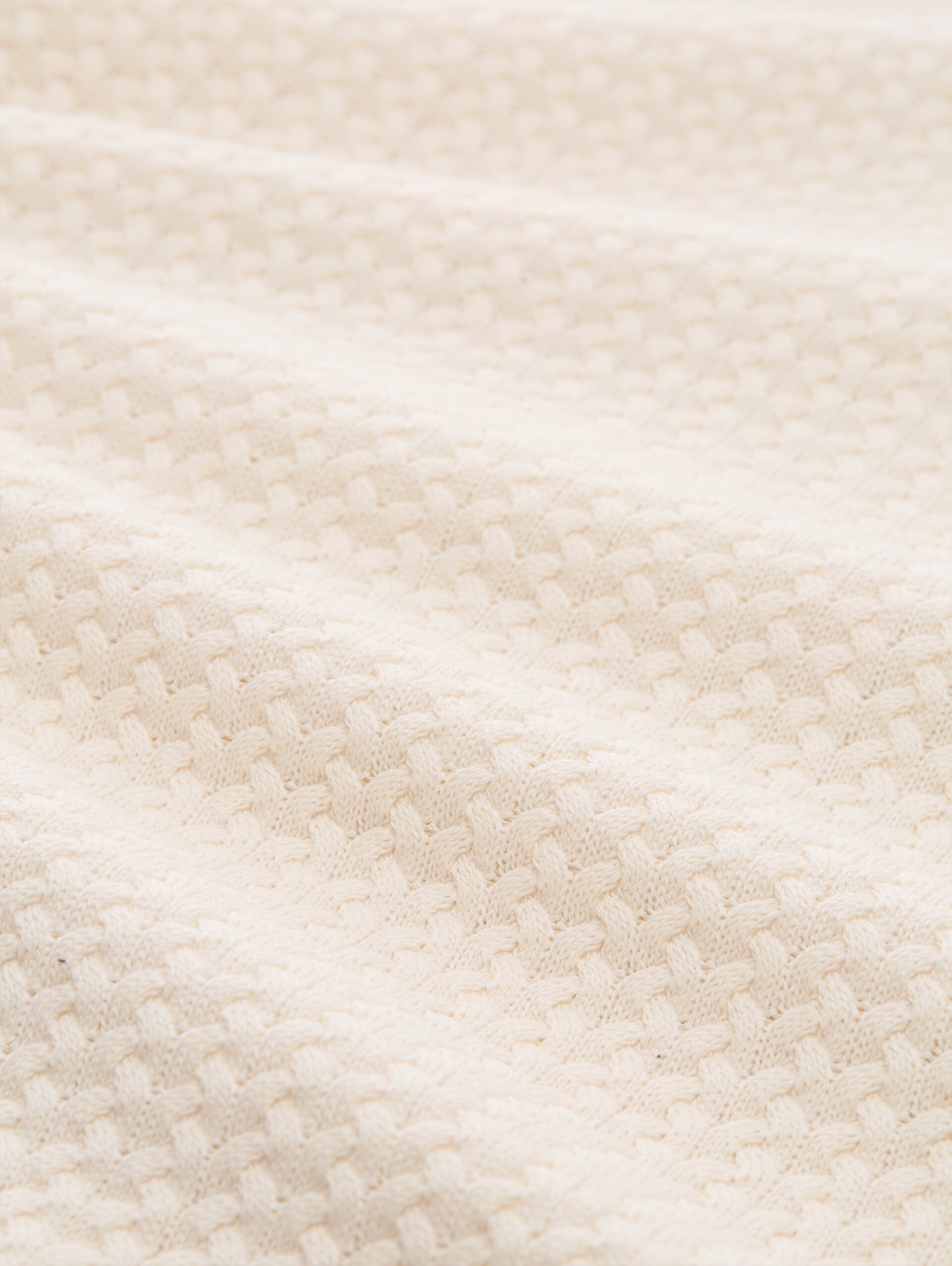 Gebreide trui met kabelpatroon - Gardenia White - Materiaalweergave