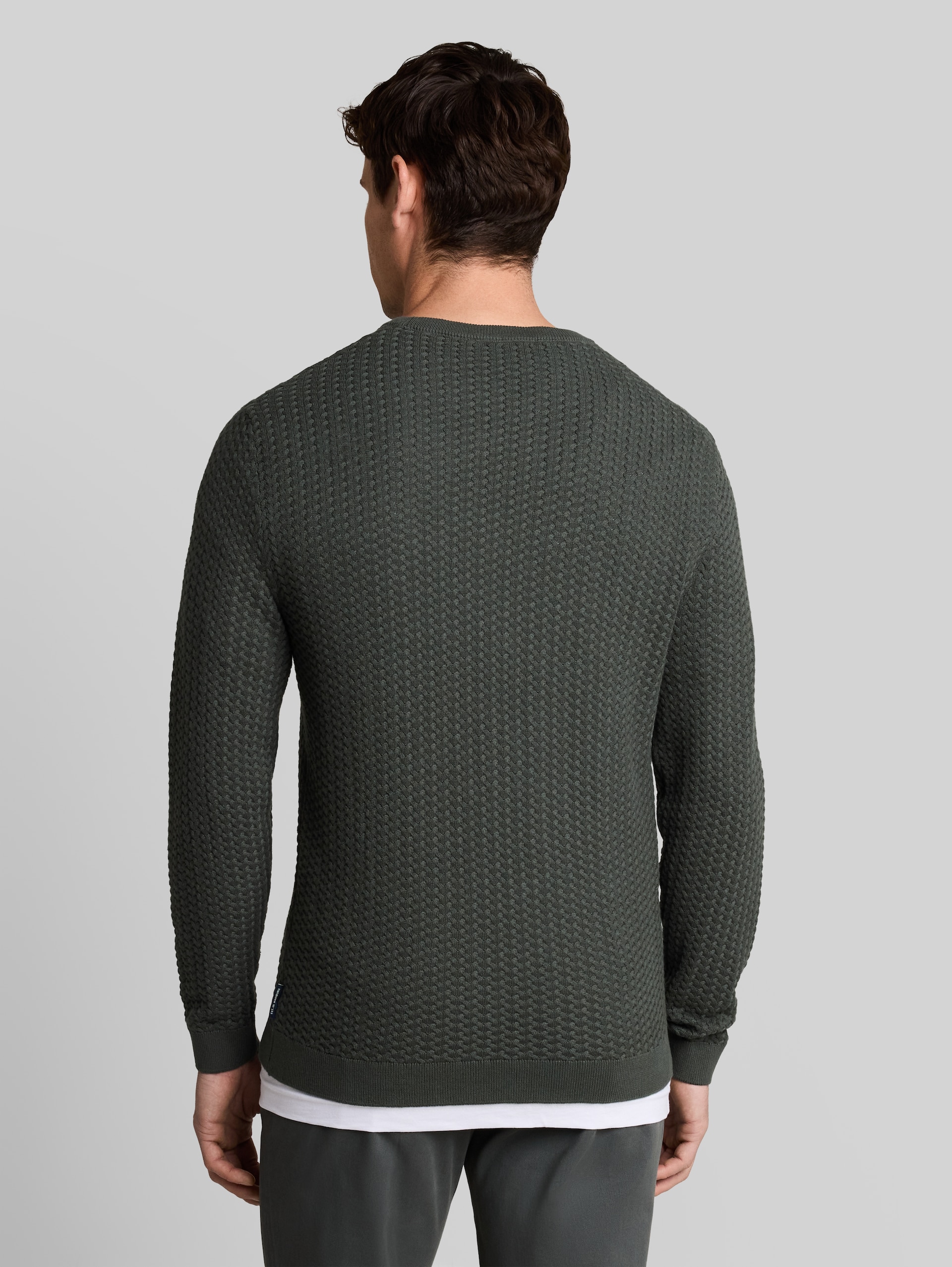 Gebreide trui met kabelpatroon - Darkest Olive