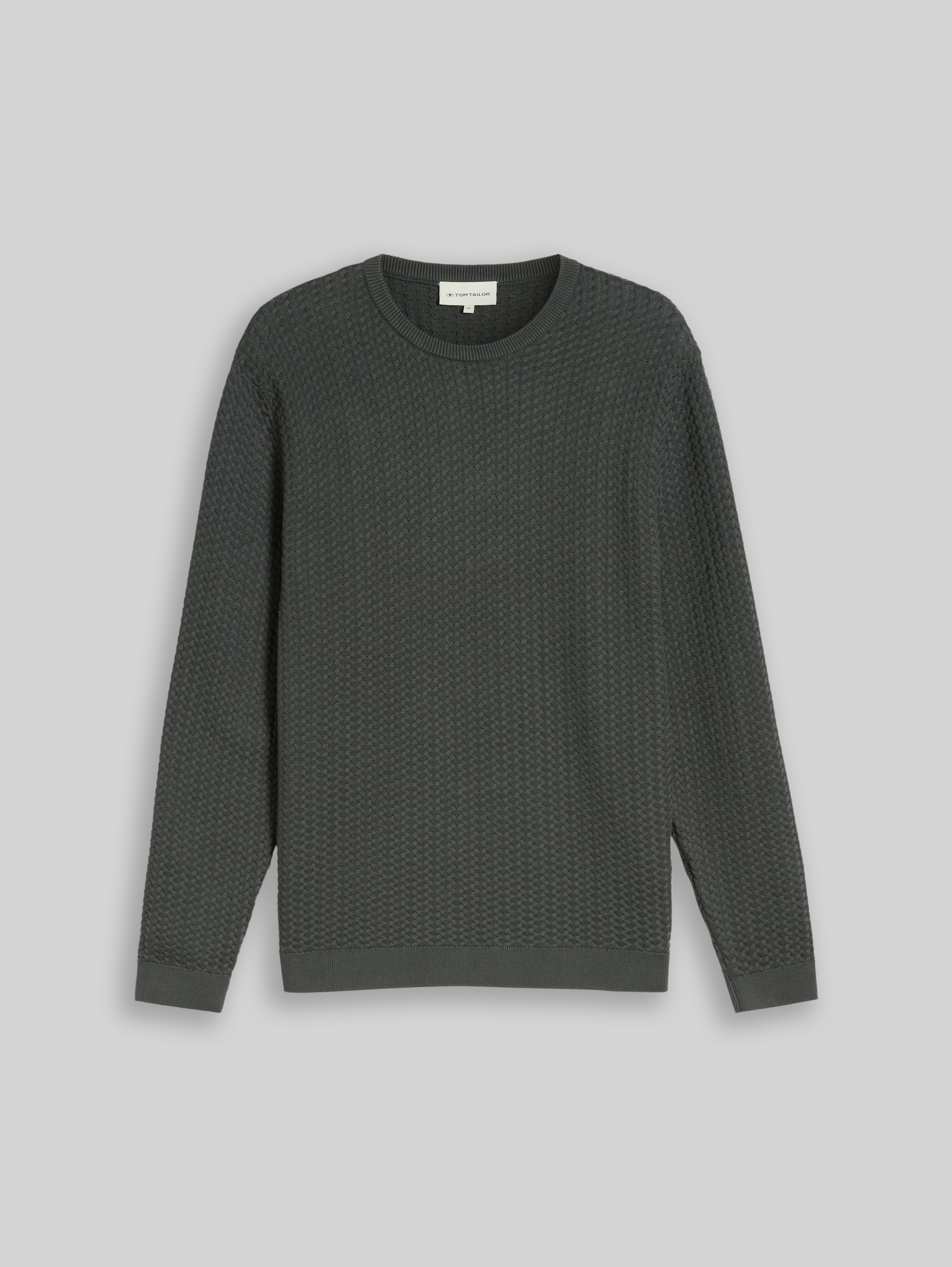 Gebreide trui met kabelpatroon - Darkest Olive