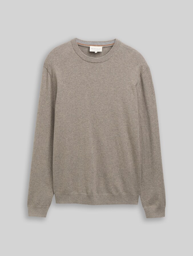 Knitted jumper with cashmere blend by Men, Driftwood Taupe Melangé