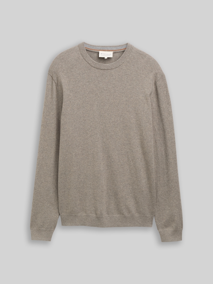Pull en maille avec une touche de cachemire par Men, Driftwood Taupe Melangé