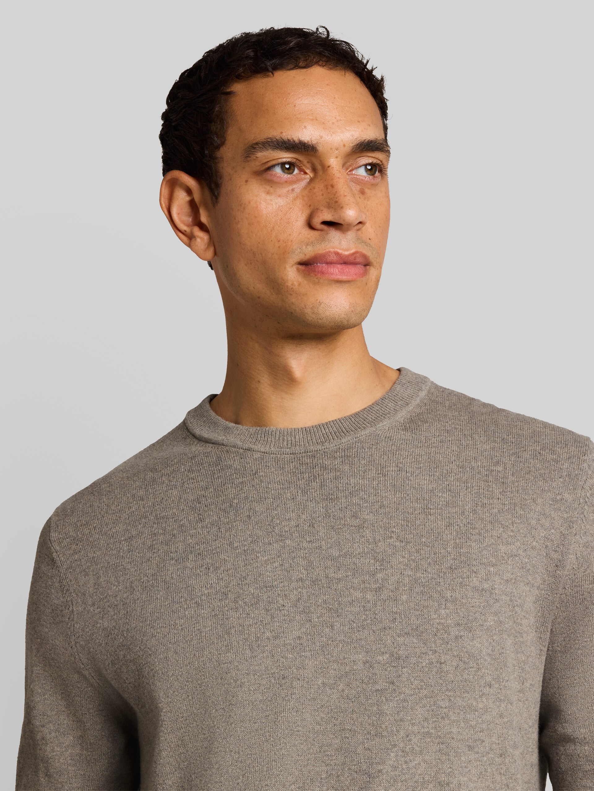 Pull en tricot avec cachemire - Driftwood Taupe Melangé - Vue détaillée du modèle